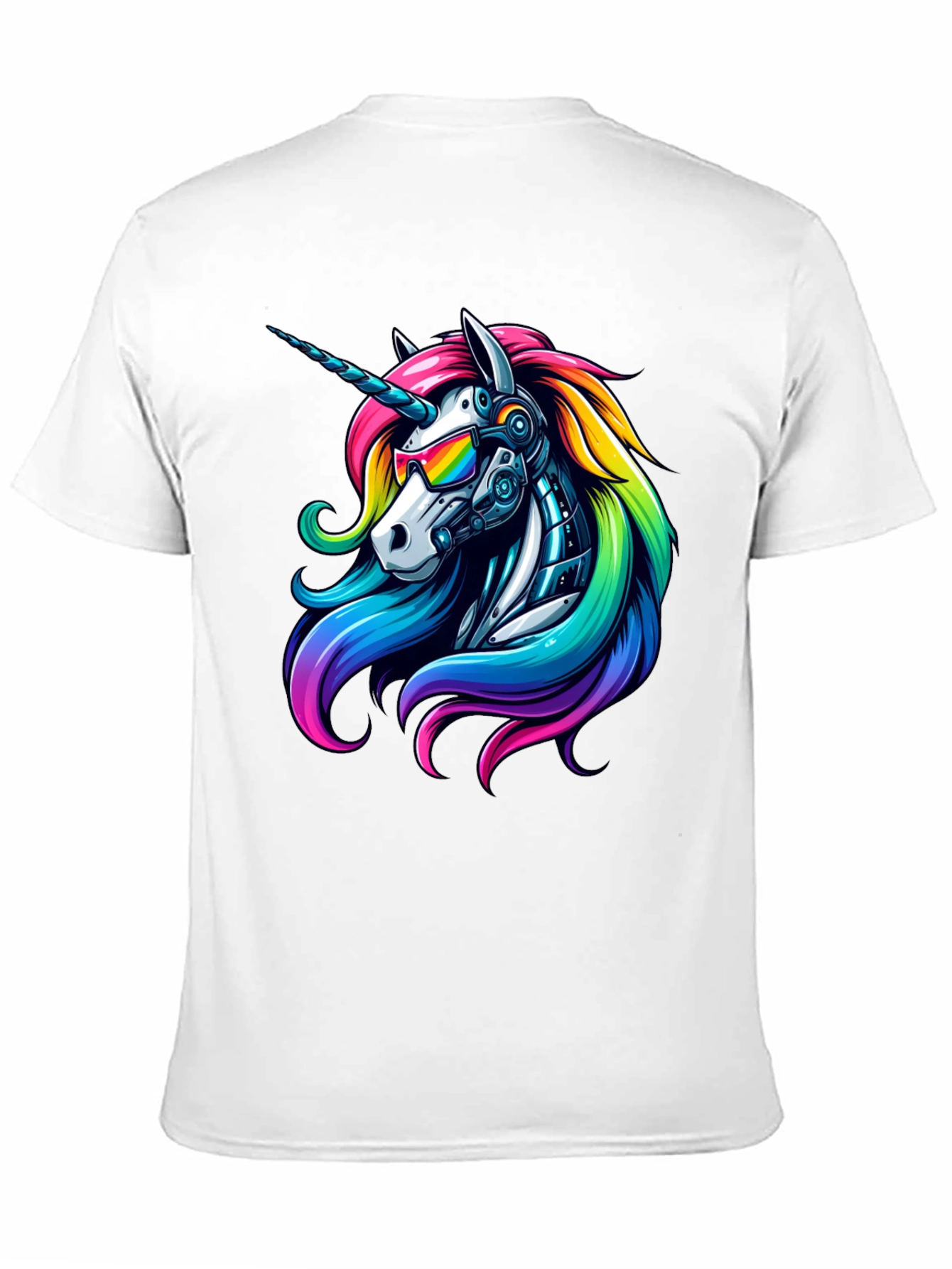 Black Cyberpunk Unicorn Graphic Tee view 11