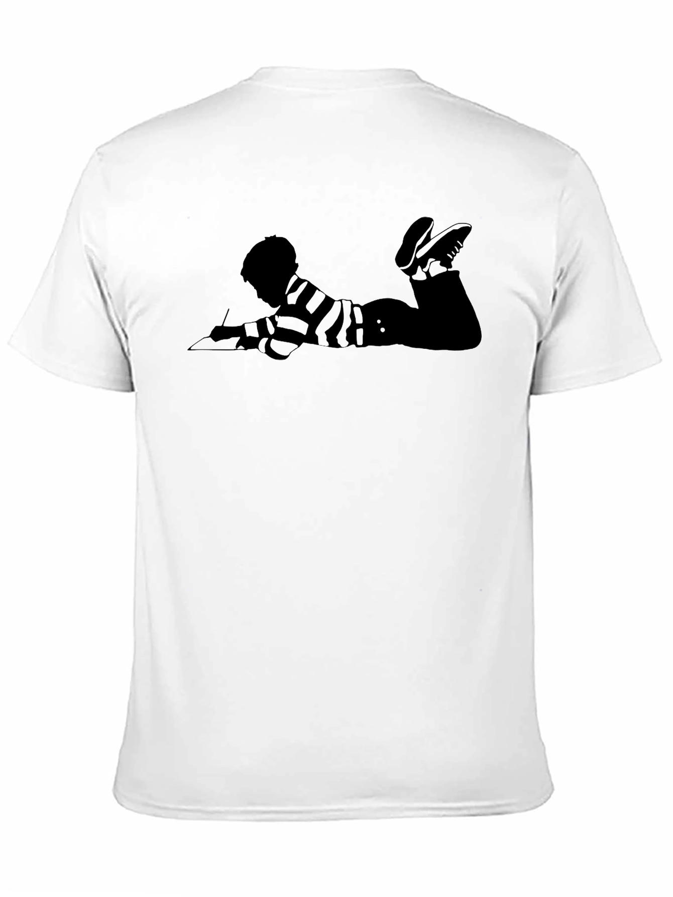 Black Striped Writer Tee - Black Cotton Casual T-Shirt view 11