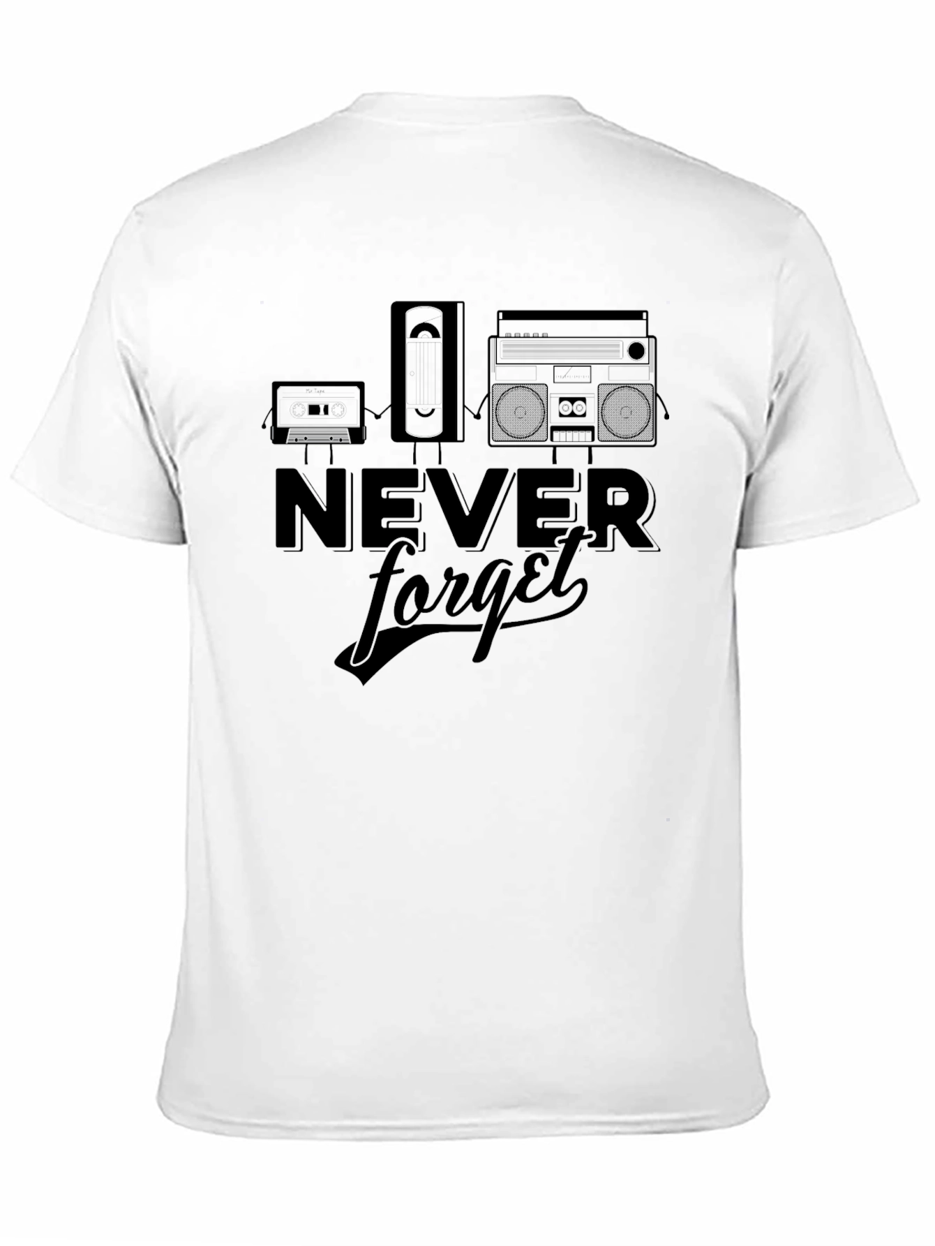 Black Retro Never Forget Black T-Shirt view 11
