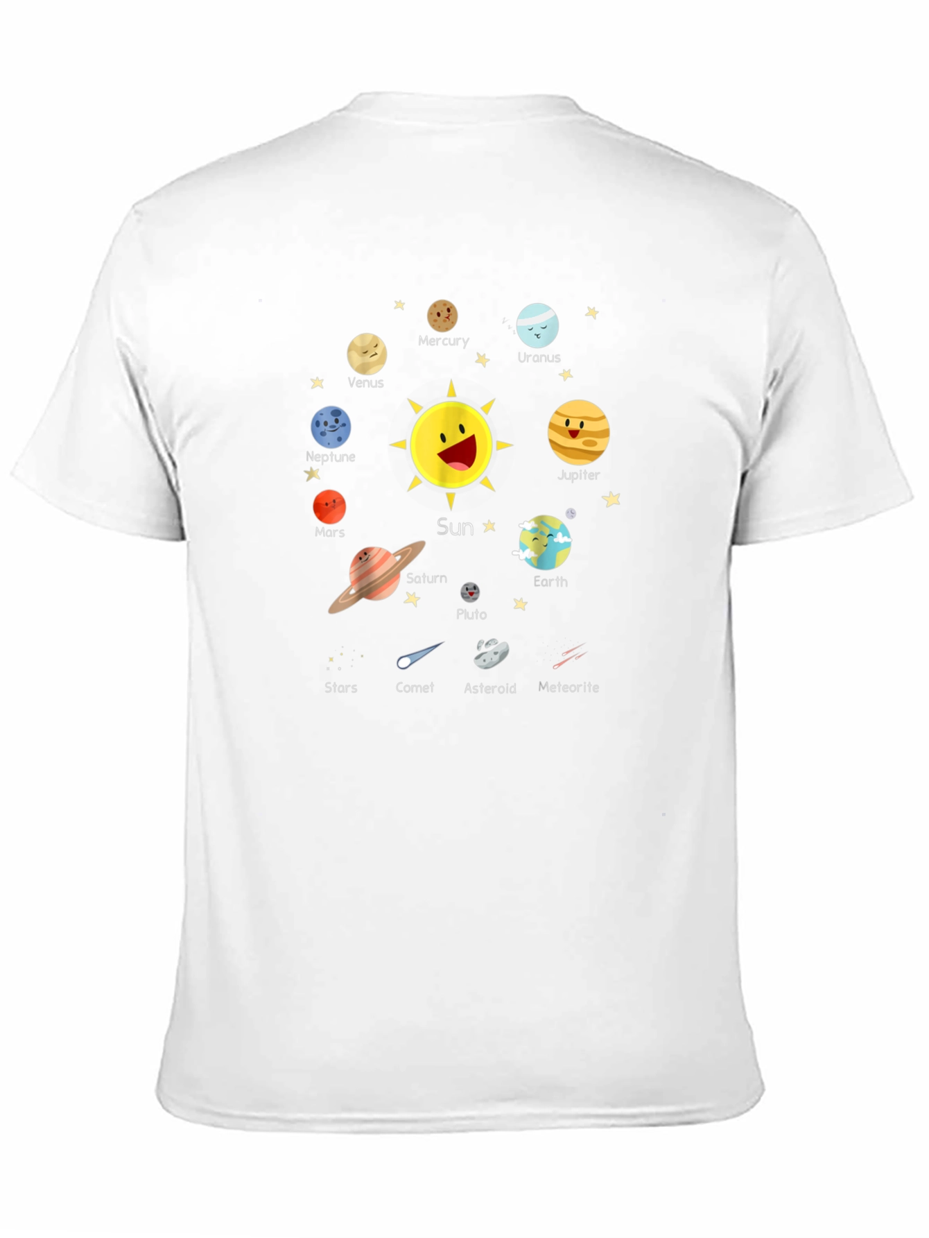 Black Solar System Planets Graphic Black T-Shirt view 11