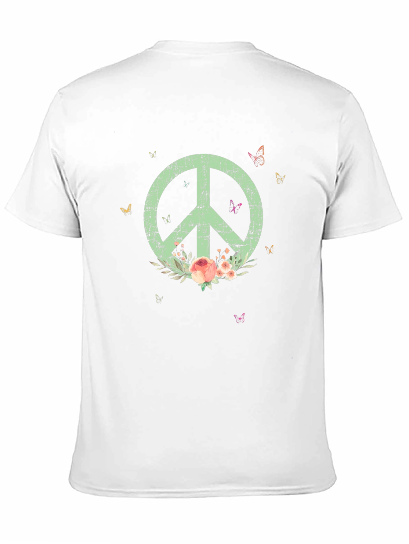 Black Peace Sign T-Shirt with Floral Accents - Stylish & Unique view 11