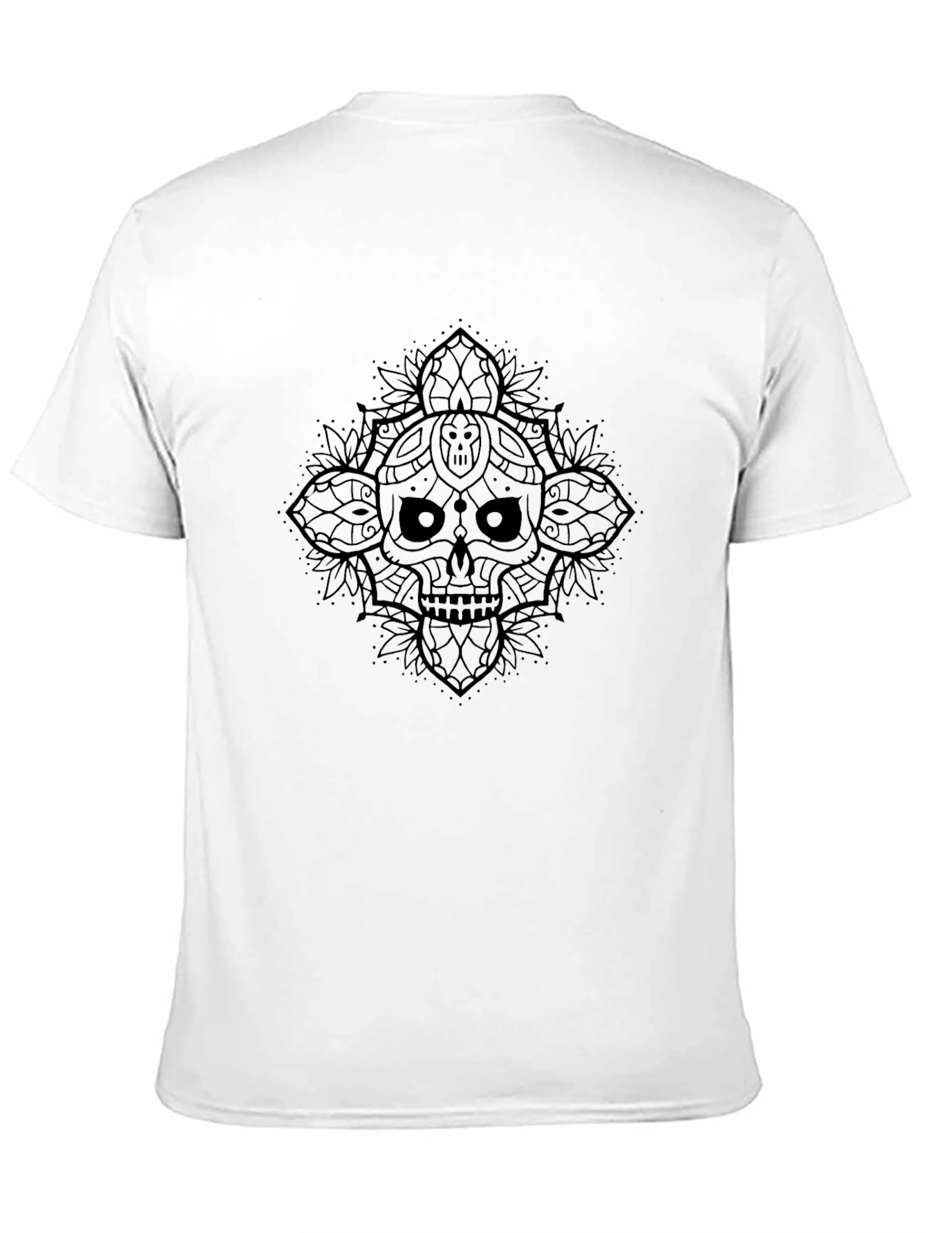 Black Skull Mandala Graphic Black T-Shirt view 11