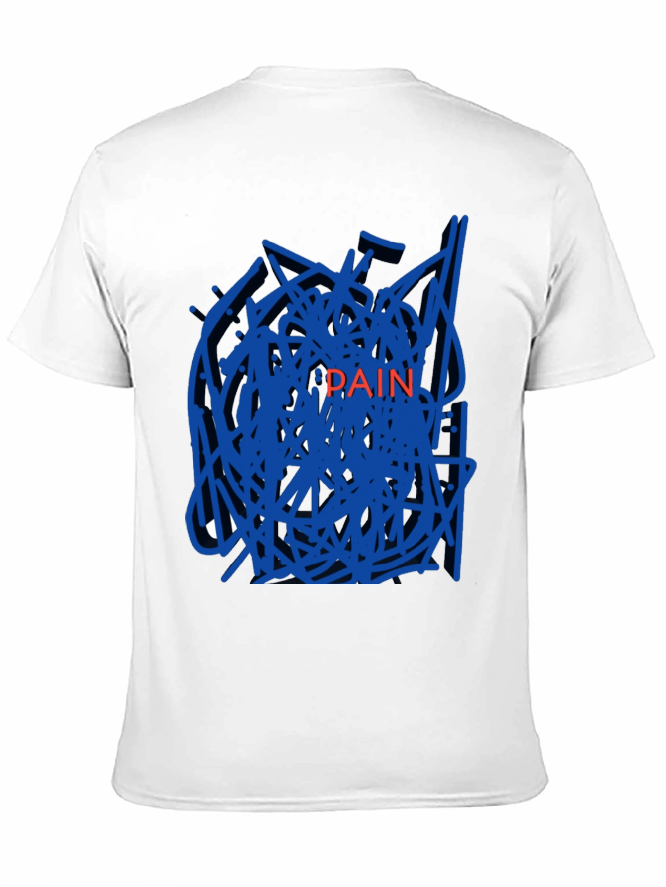 Black Edgy "Pain" Graphic Black T-Shirt view 11