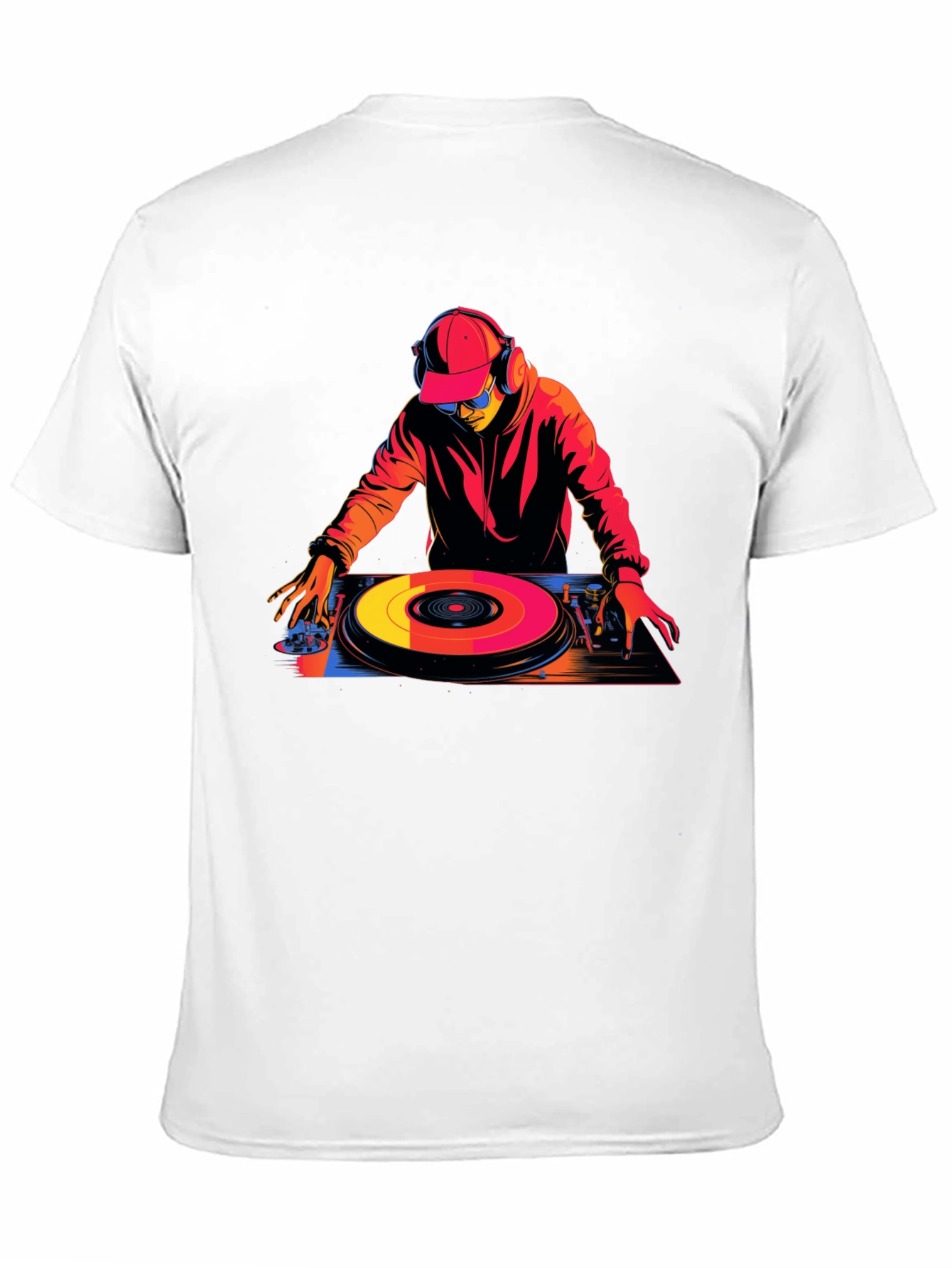 Black DJ Turntable Graphic Tee - Black Cotton Blend T-Shirt view 11