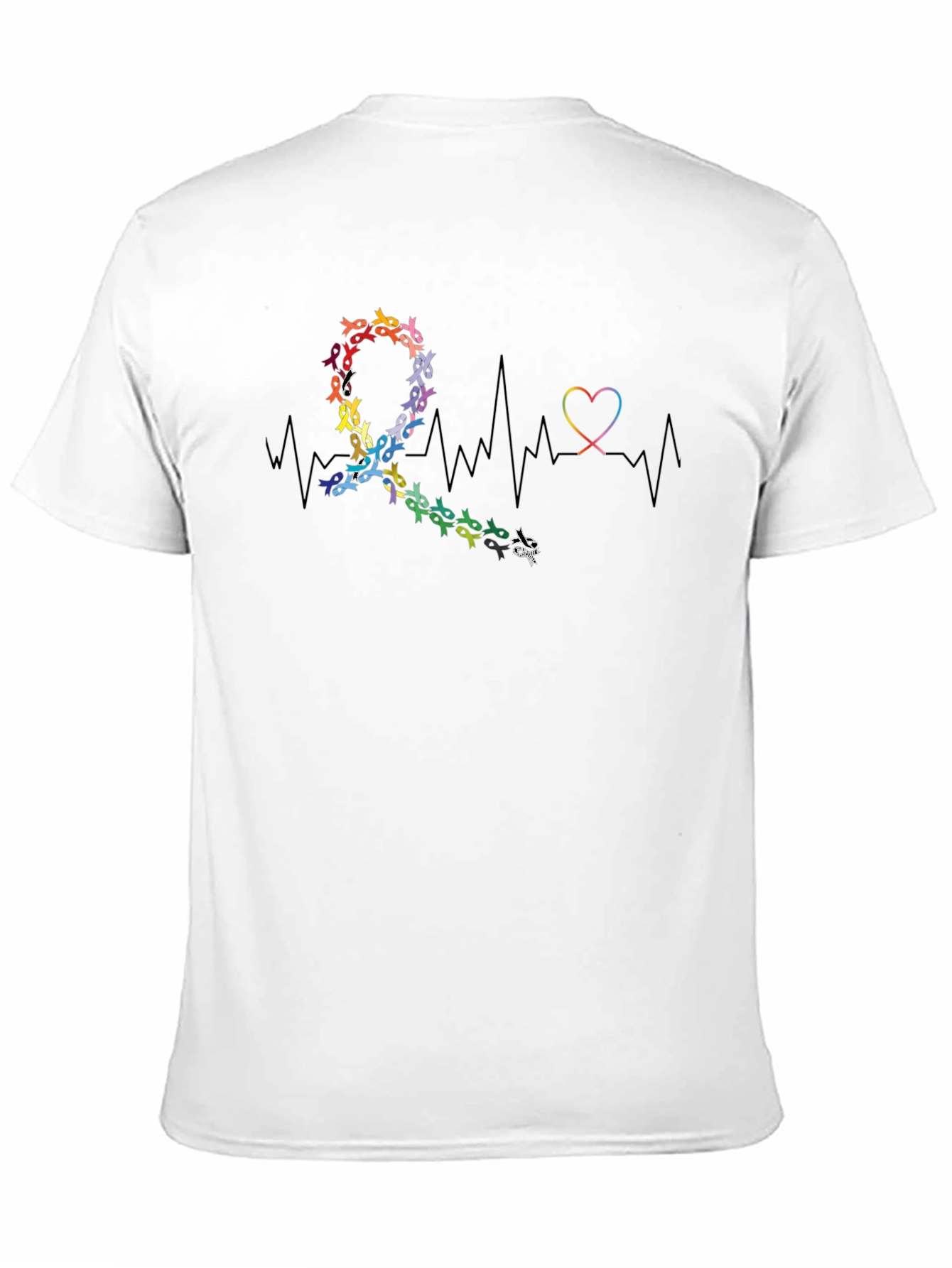Black Awareness Ribbon Heartbeat Graphic T-Shirt view 11