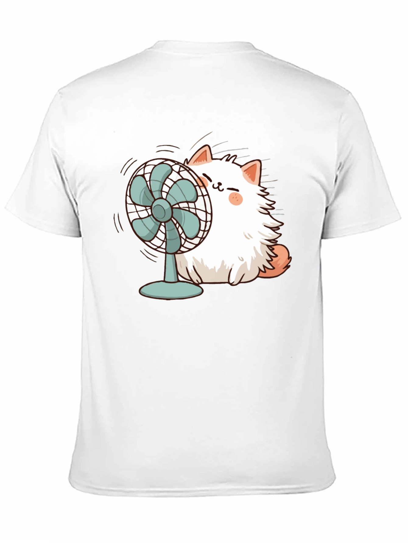 Black Cat & Fan Black T-Shirt - Cool Comfort Style view 11