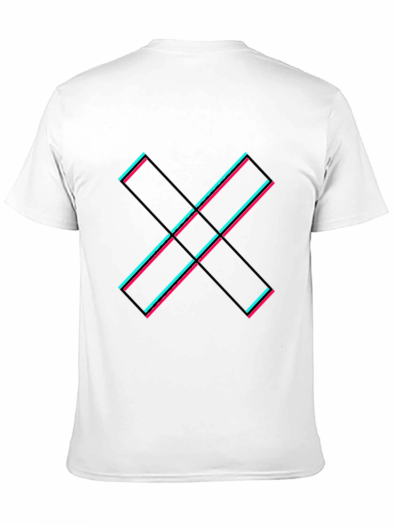 Black Modern Geometric X Graphic Tee - Black Cotton Casual view 11