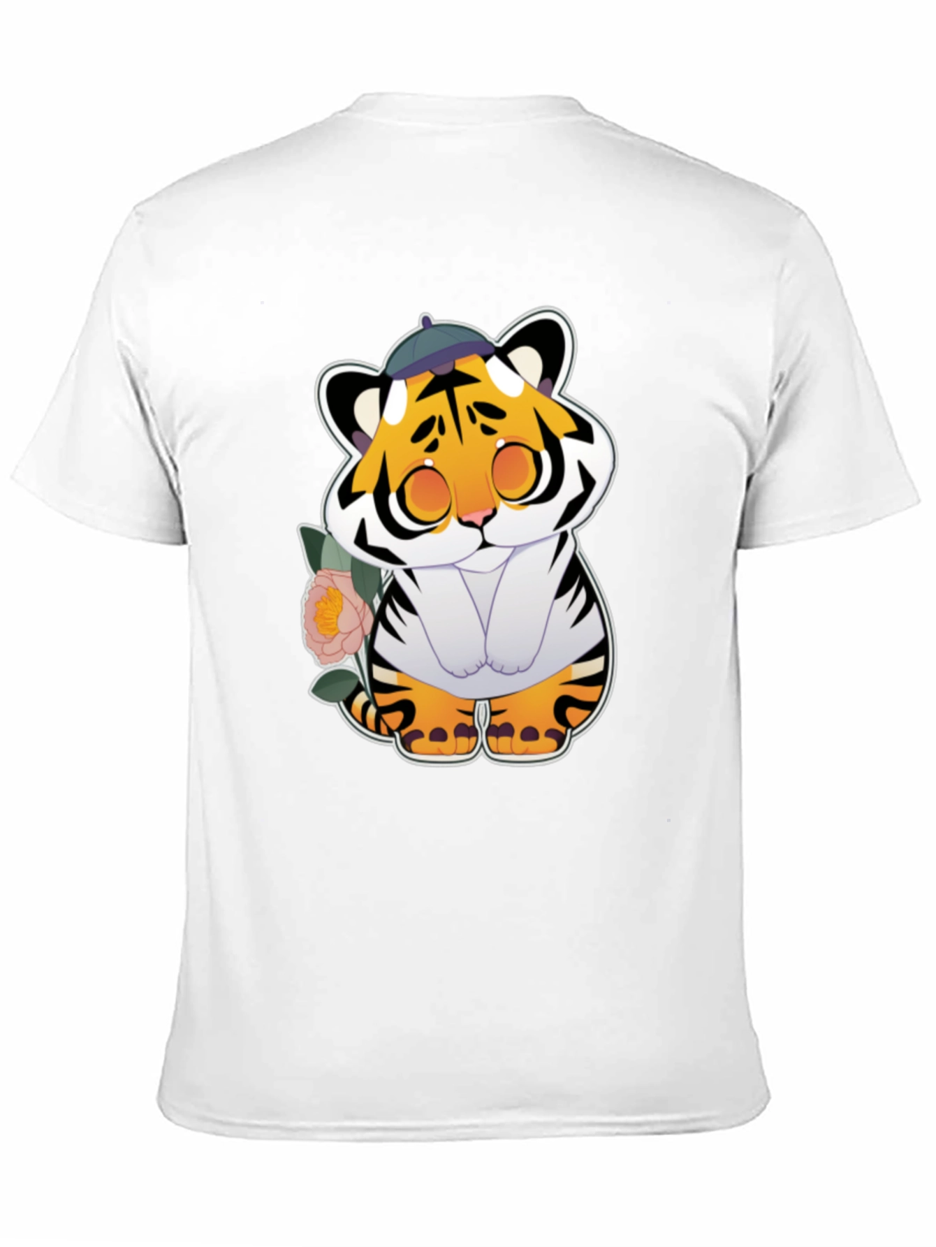 Black Cute Tiger Graphic Tee - Unisex Black T-Shirt view 11