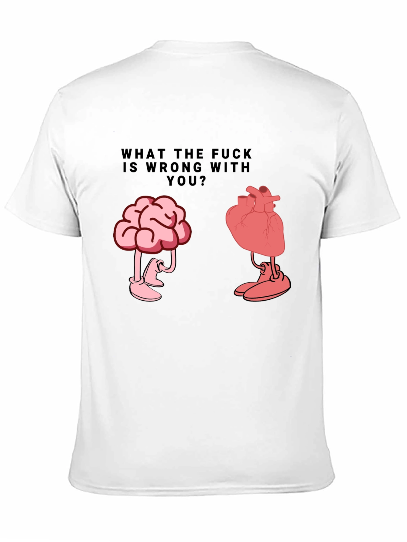 Black WTF Wrong With You Brain and Heart T-Shirt view 11