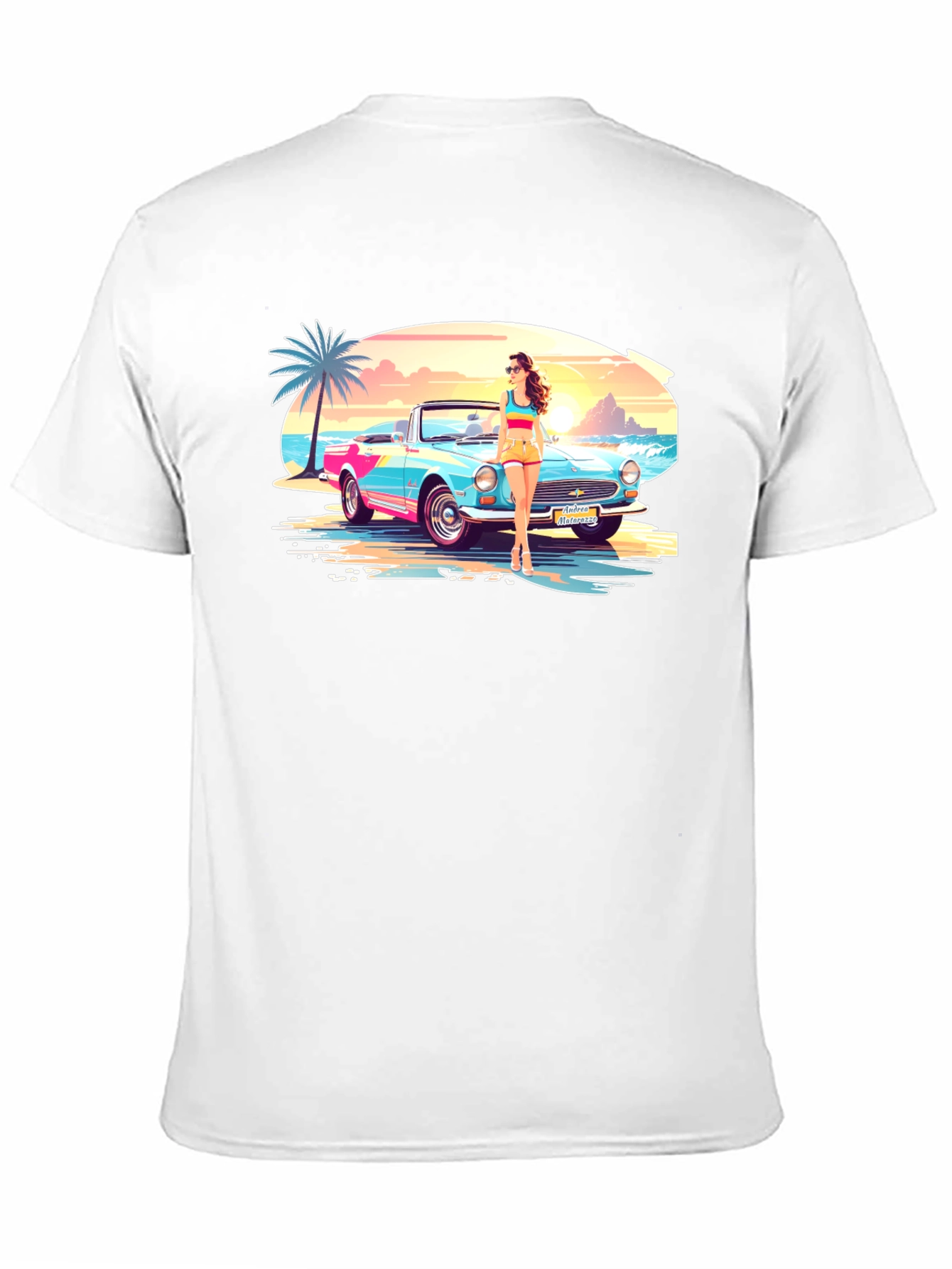 Black Retro Beach Car T-Shirt - Vacation Style view 11