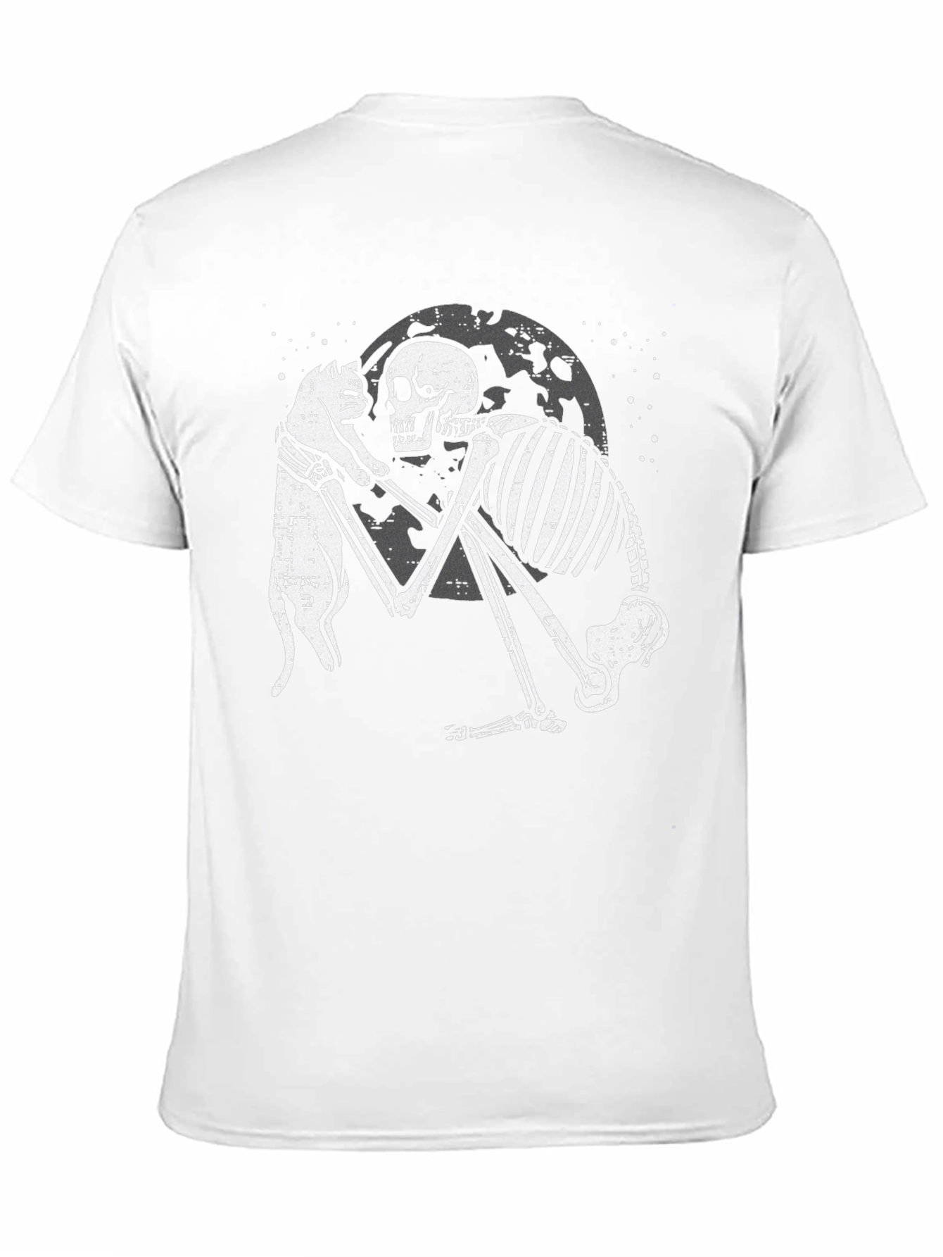 Black Skeleton and Cat Graphic T-Shirt - Dark Humor Tee view 11