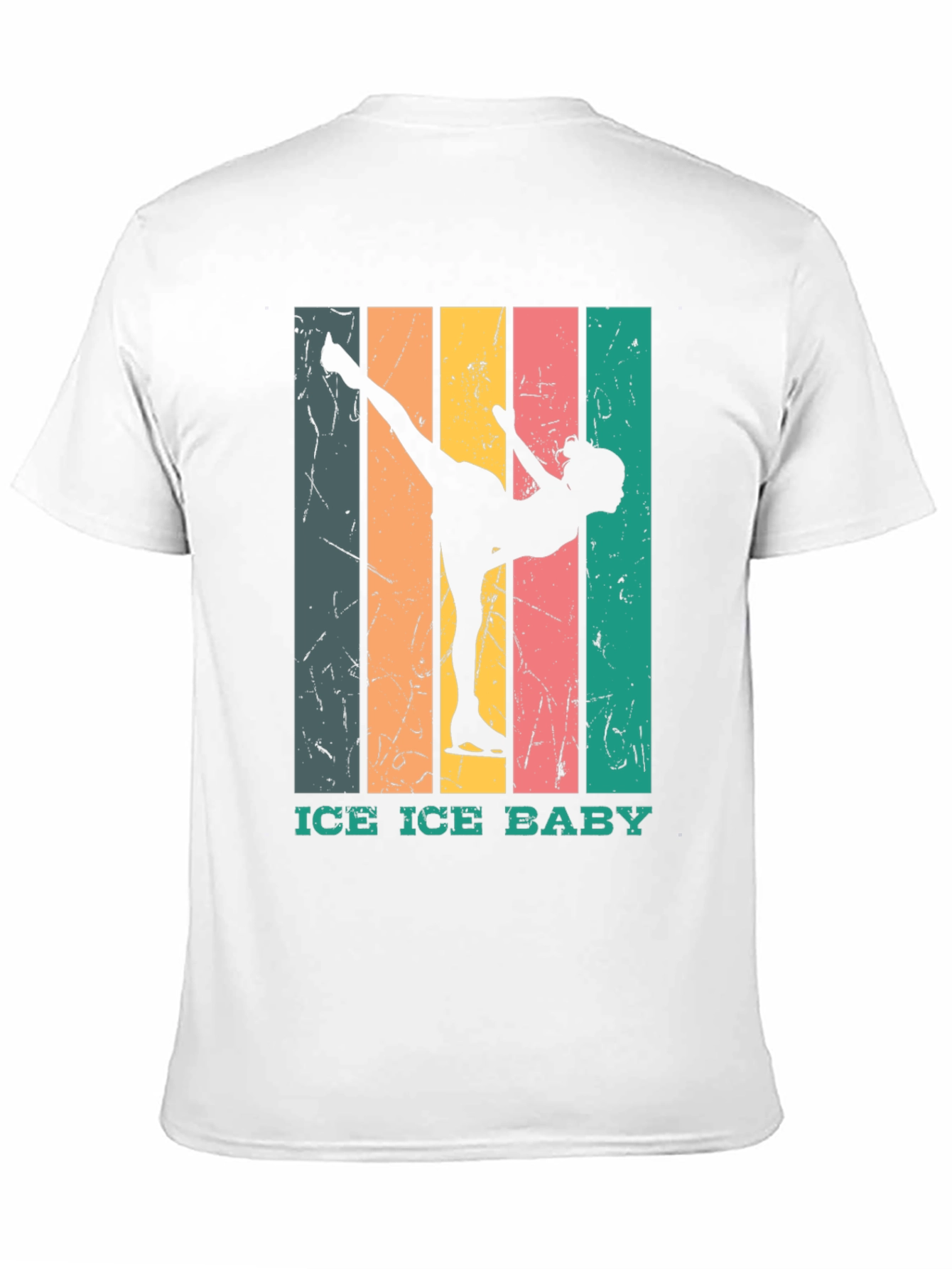 Black Retro Ice Skating T-Shirt - "Ice Ice Baby" Design view 11