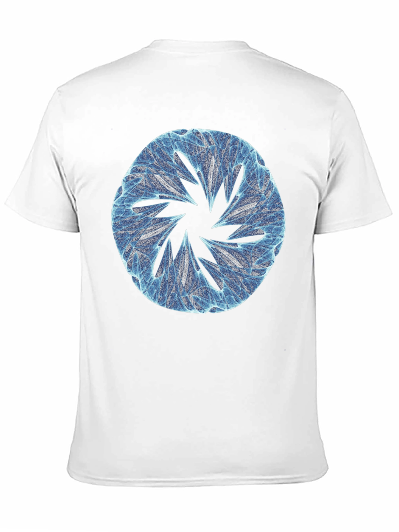 Black Abstract Blue Circular Design Black T-Shirt view 11