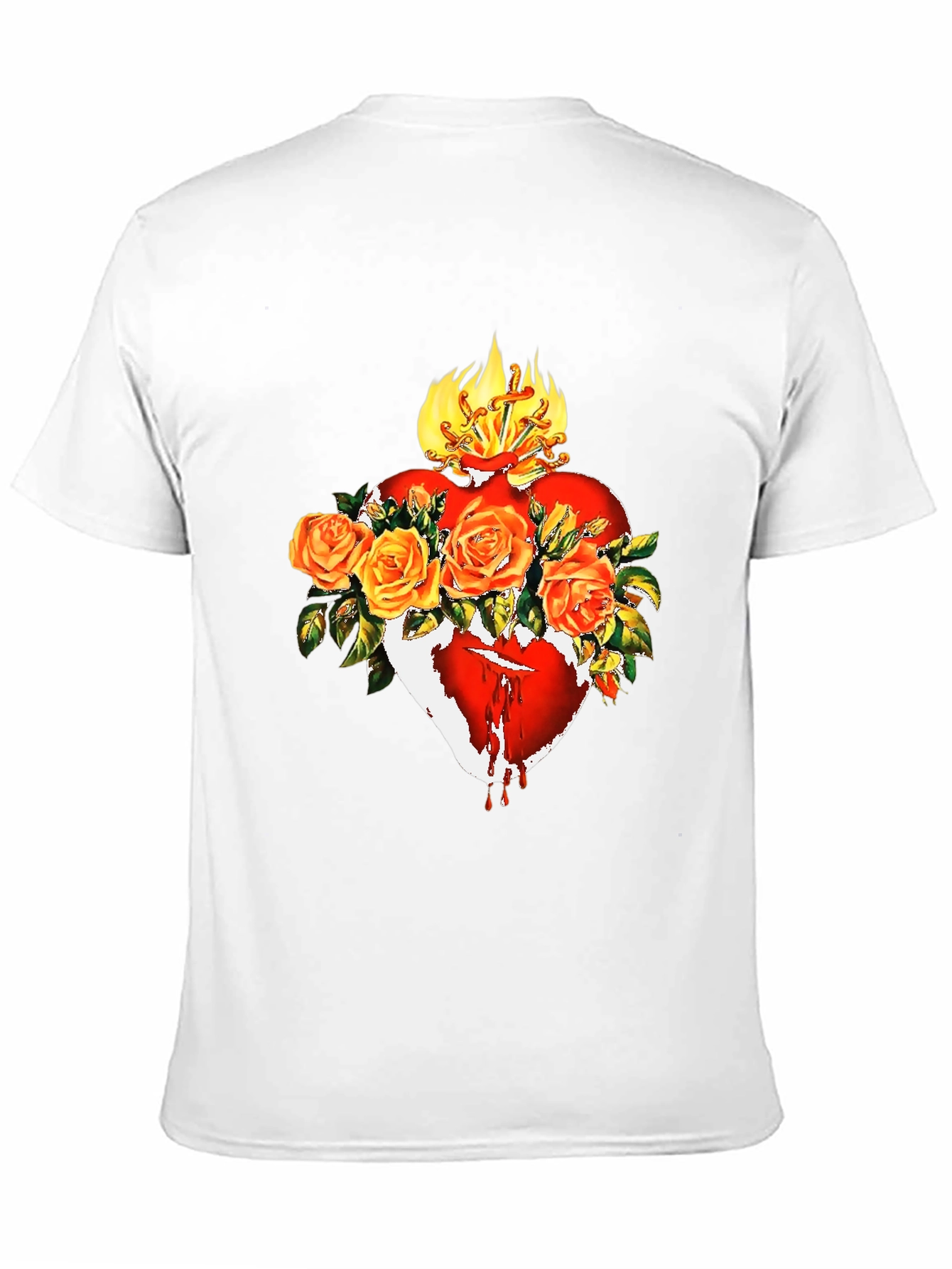 Black Sacred Heart Rose T-Shirt - Unique Graphic Tee view 11
