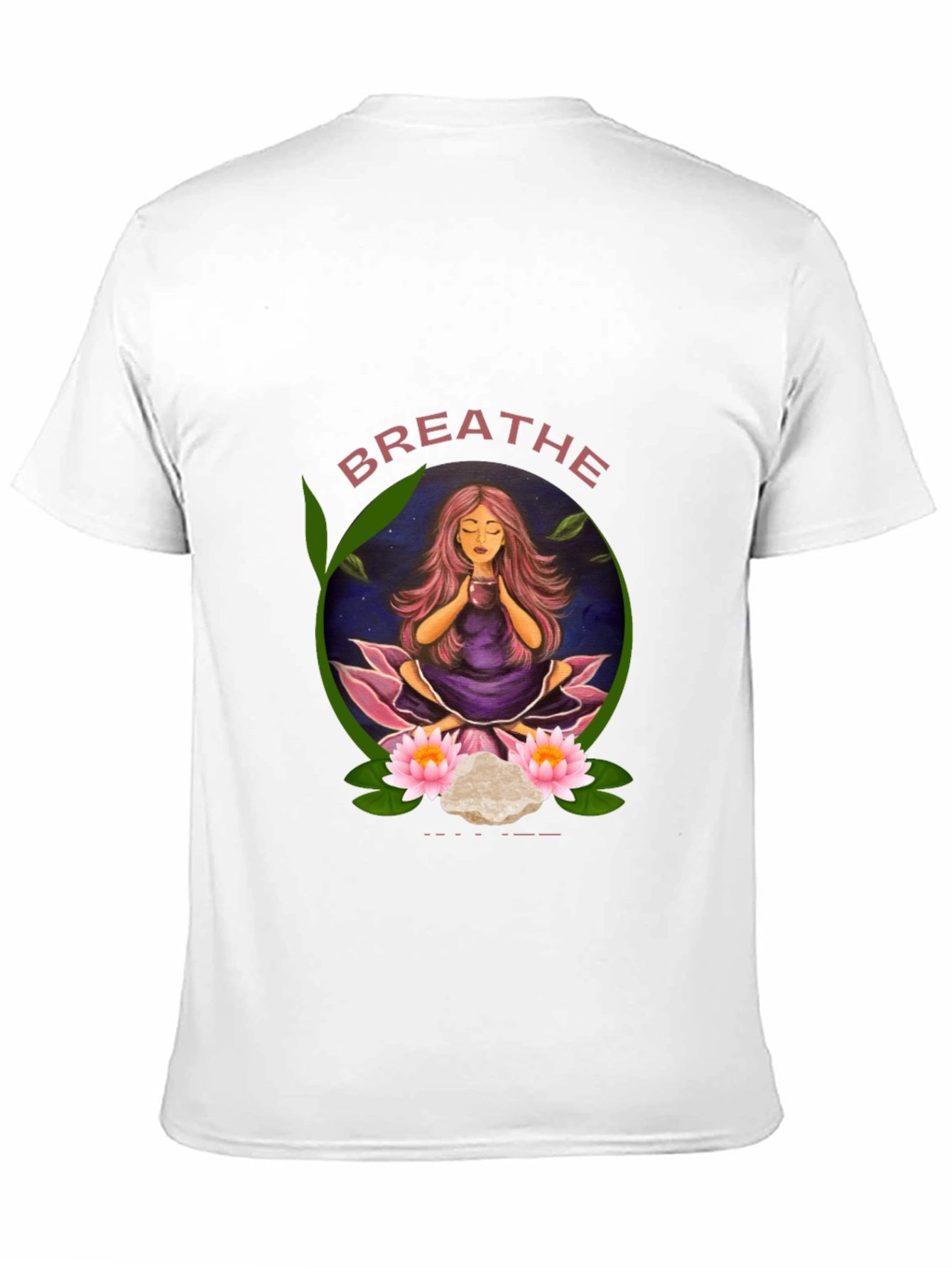 Black Breathe Yoga T-Shirt - Meditating Woman Design view 11