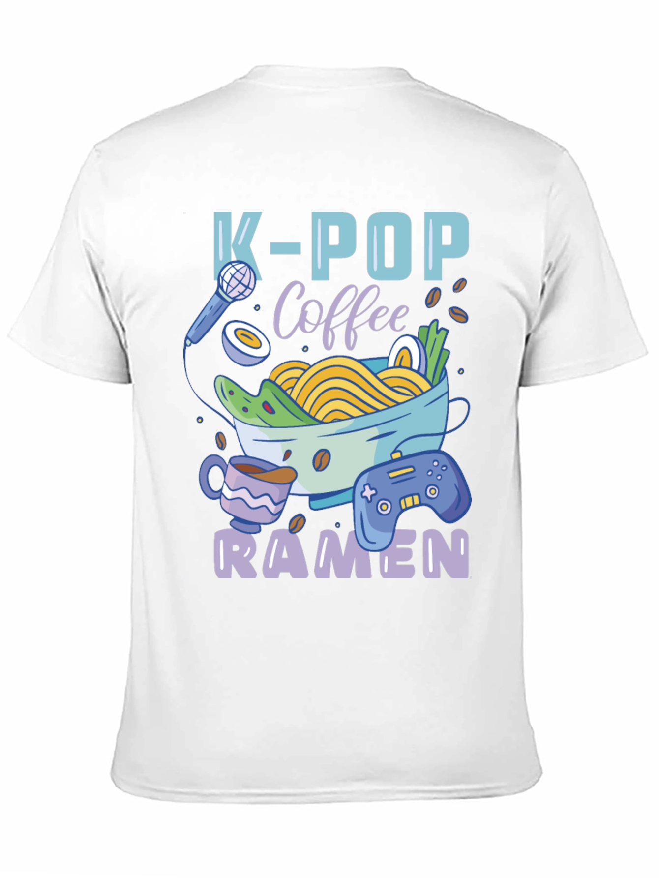 Black K-POP Coffee Ramen Gamer Graphic T-Shirt view 11