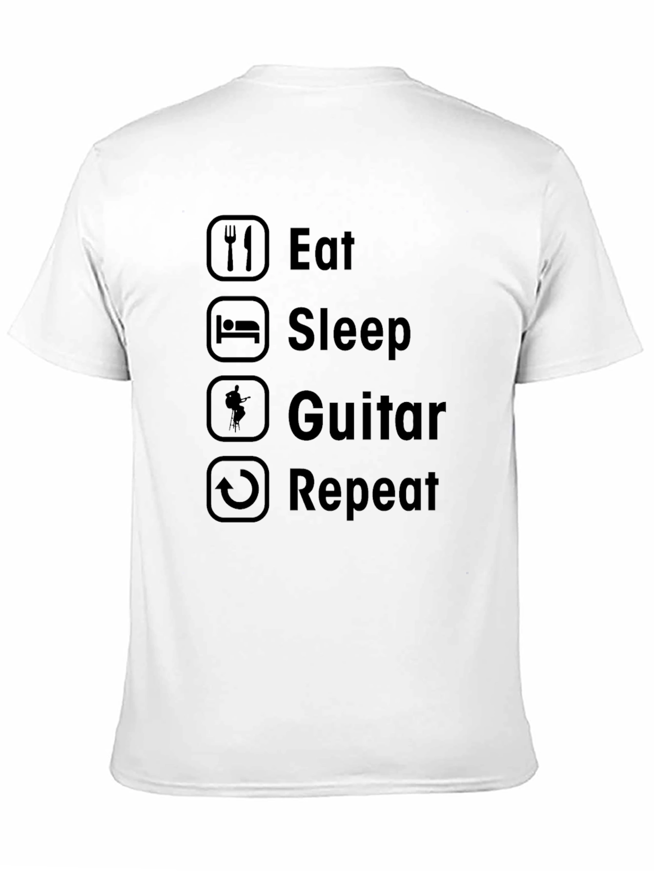 Black Eat Sleep Guitar Repeat T-Shirt - Musician Humor Tee view 11