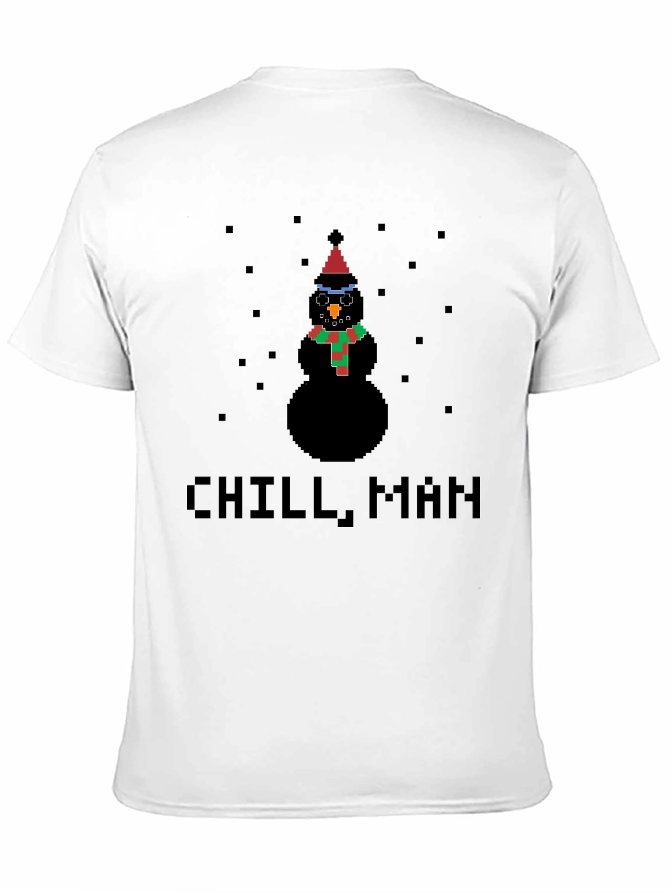 Black Pixel Snowman Chill Man Black T-Shirt view 11