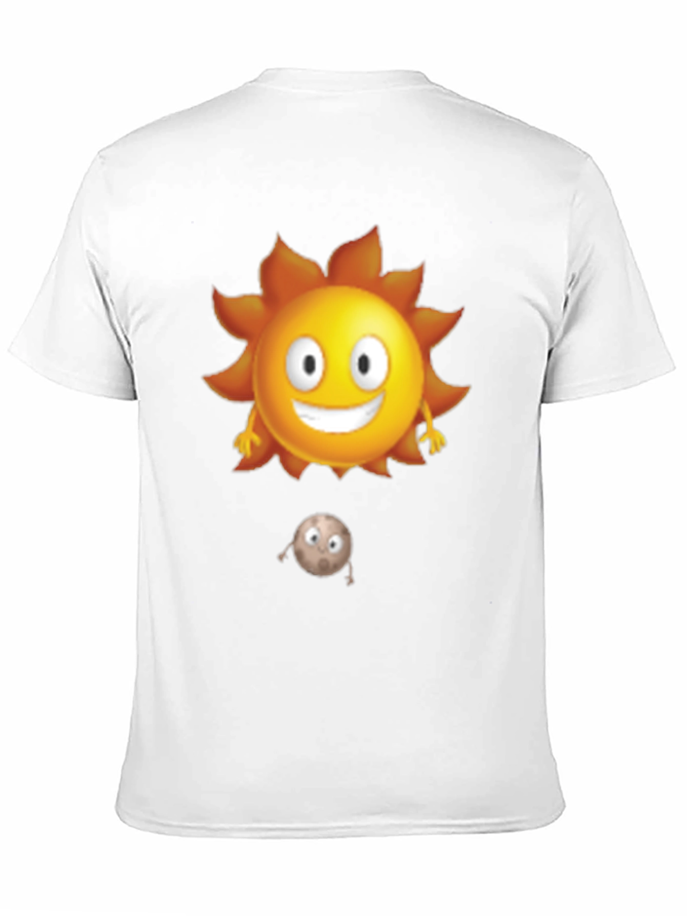 Black Cartoon Sun and Moon Black T-Shirt view 11