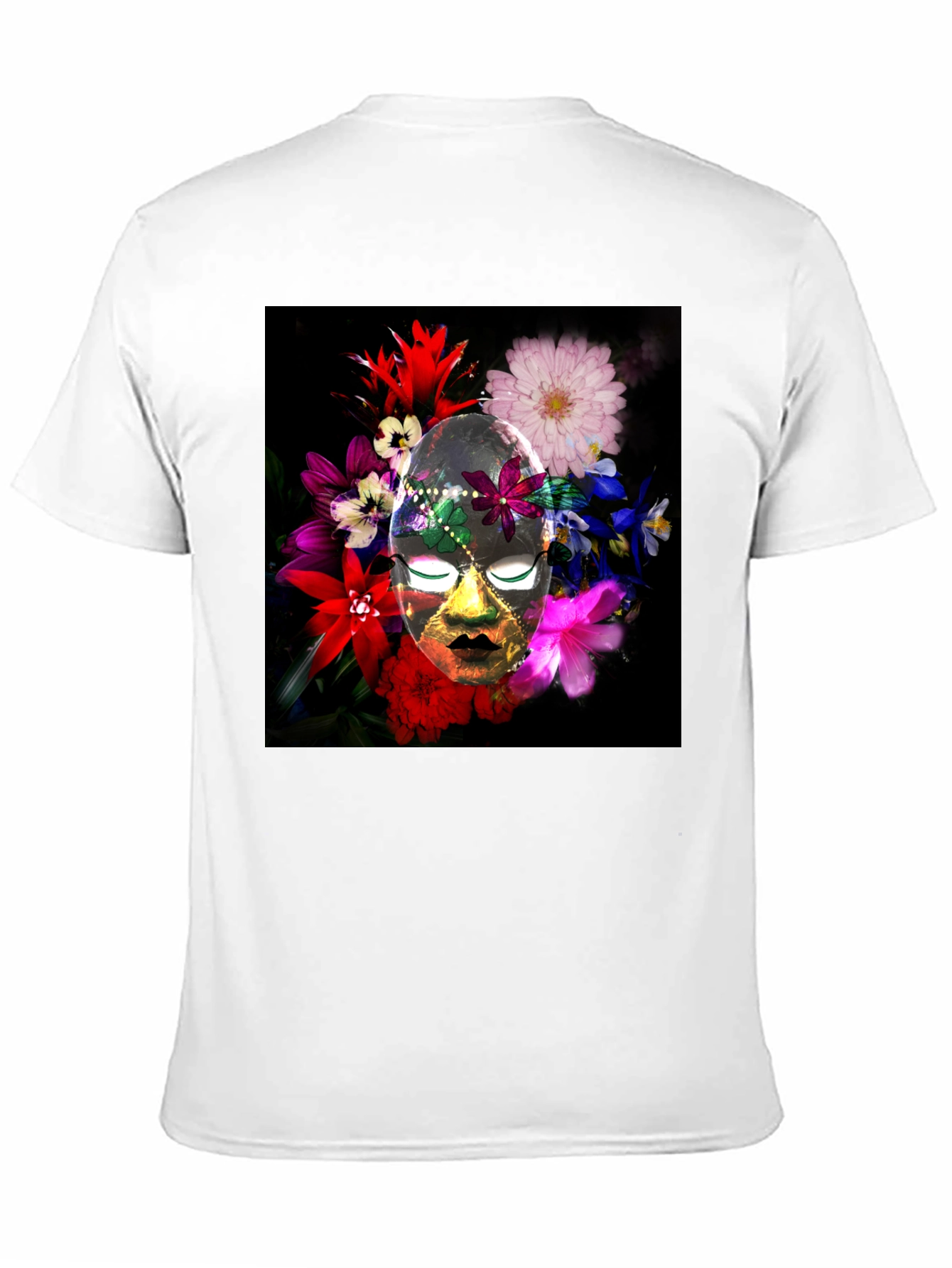 Black Floral Mask Graphic Tee - Black Cotton Blend view 11