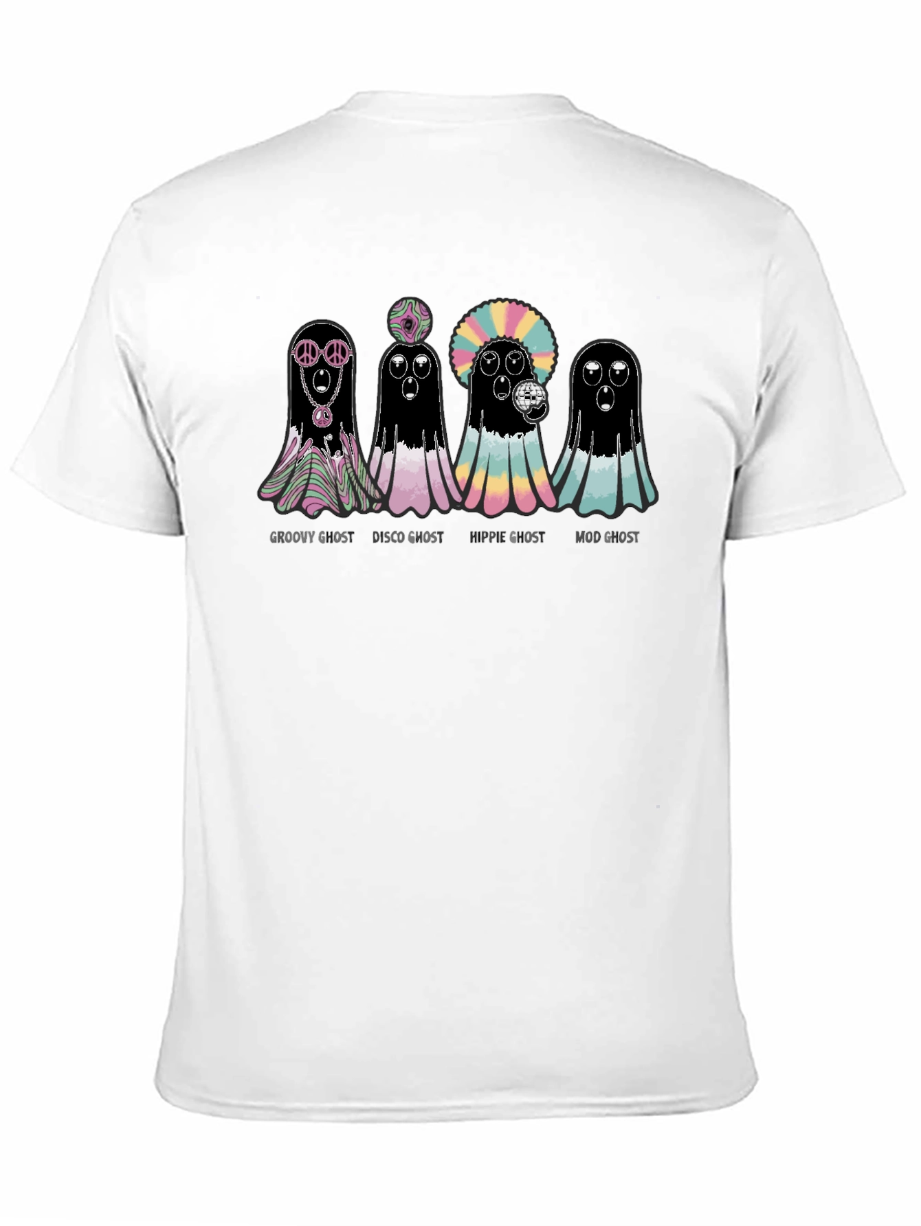 Black Groovy Ghost T-Shirt - Halloween Fun view 11
