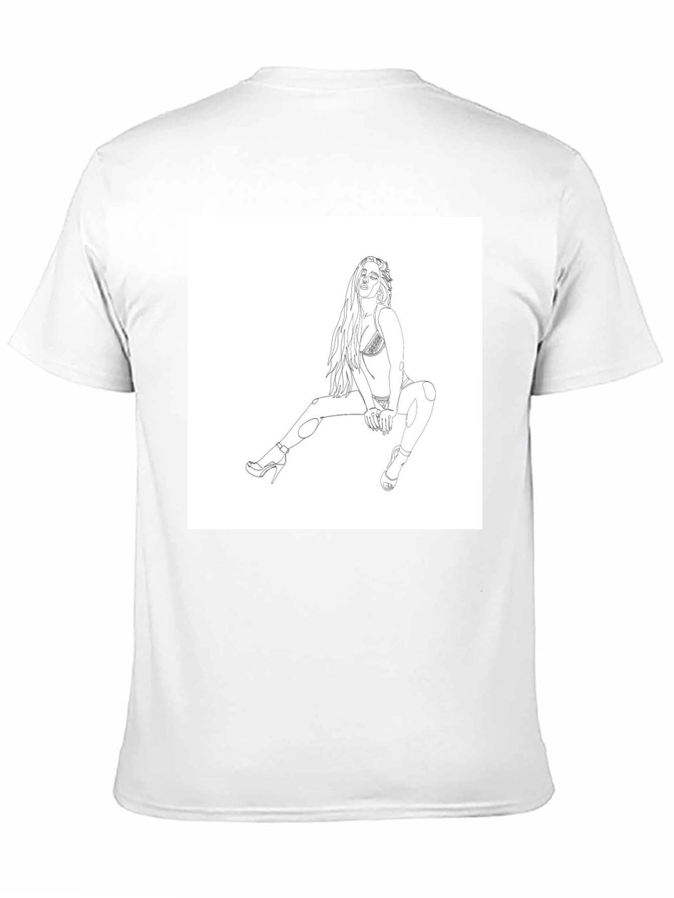 Black Black Graphic Tee - Woman Sketch Design view 11