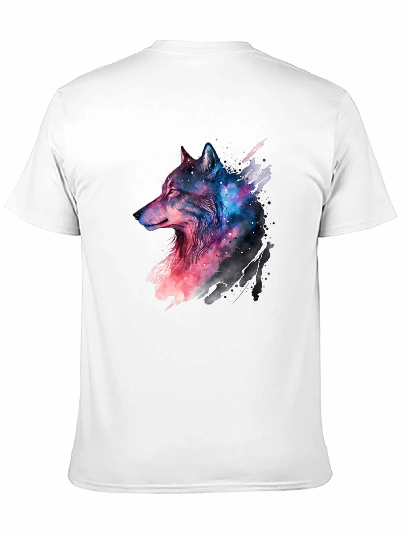 Black Galaxy Wolf Graphic Black T-Shirt view 11