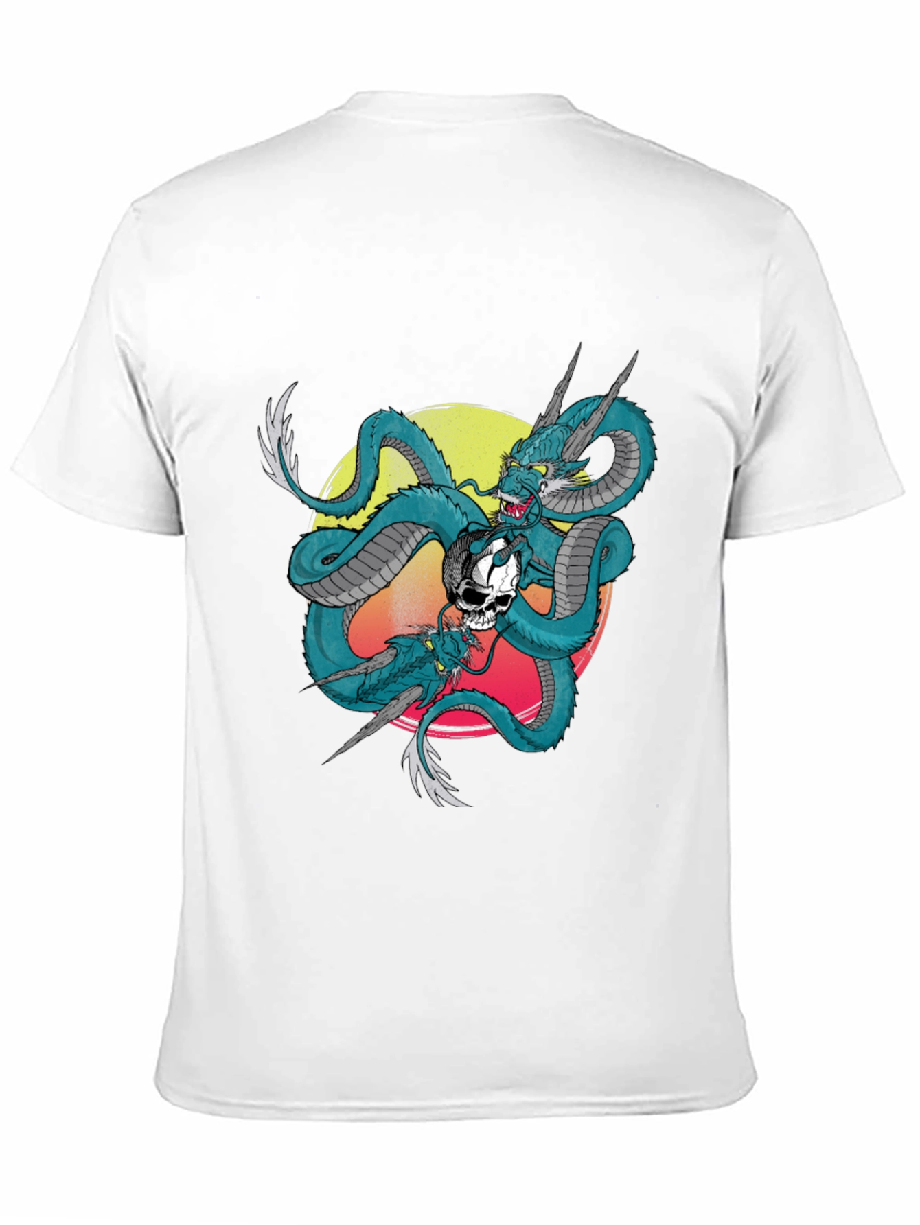 Black Dragon & Skull Graphic Print Tee - Black view 11