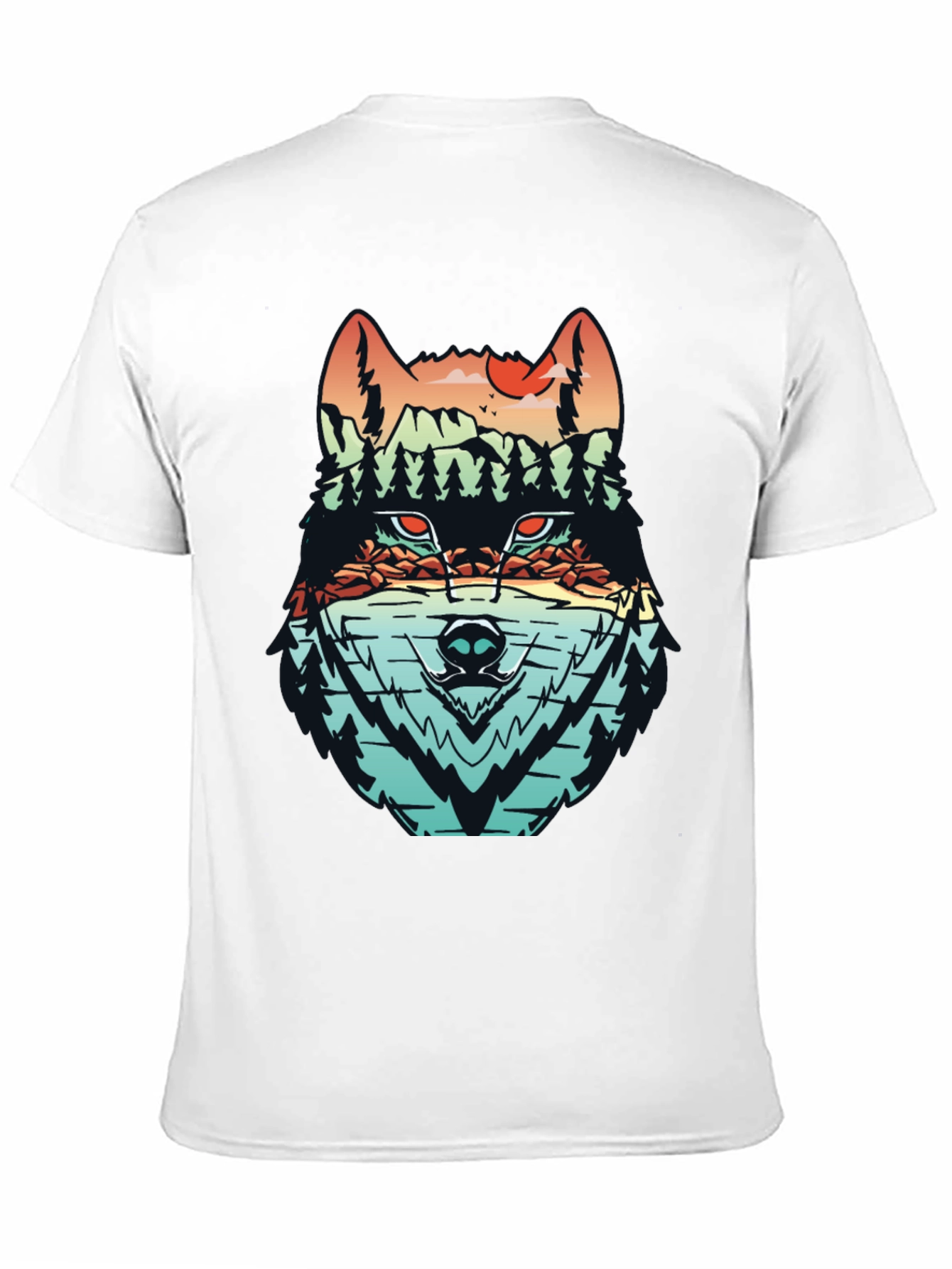 Black Nature Wolf Graphic Tee - Modern Mountainscape Design view 11