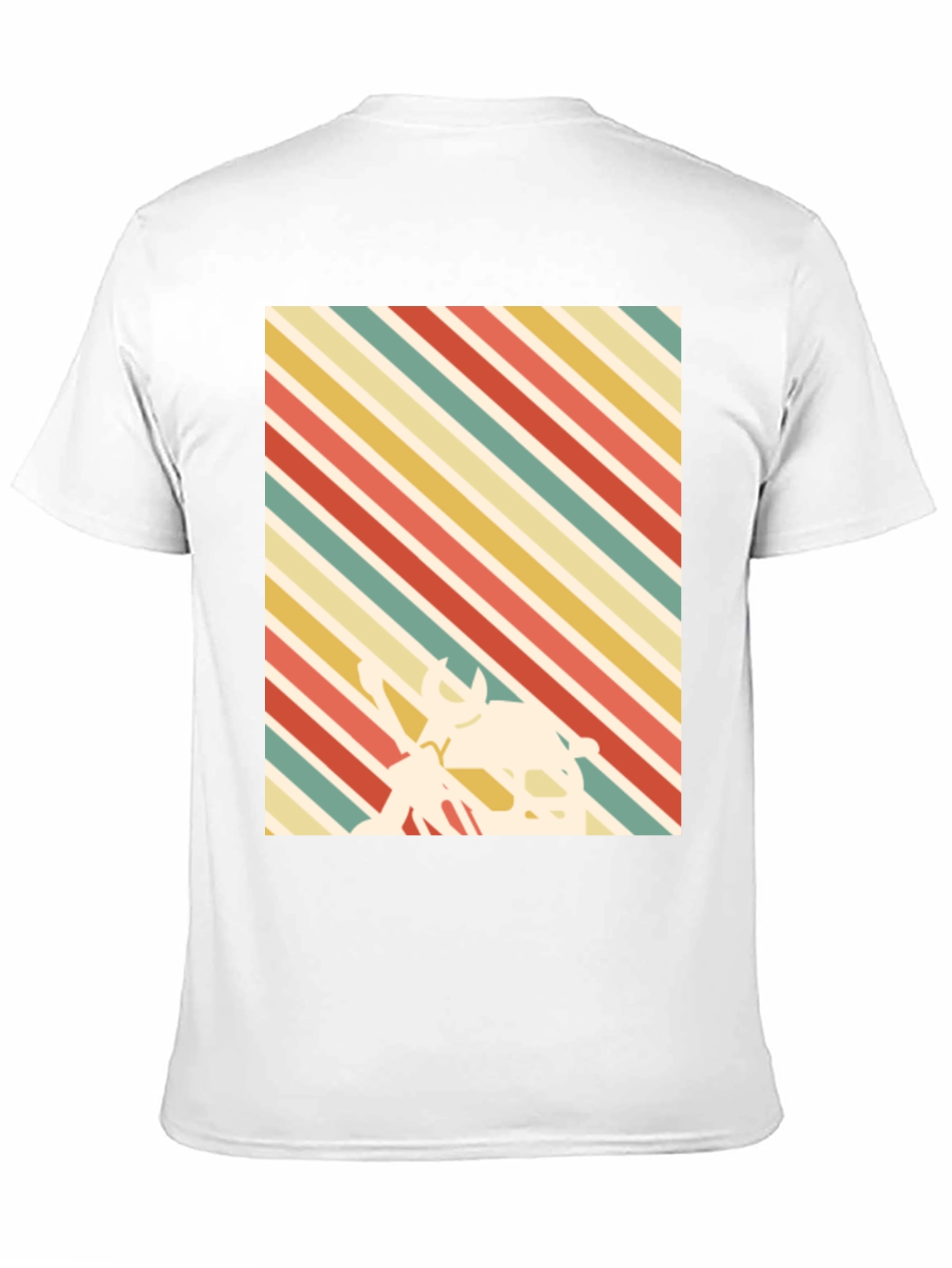 Black Retro Striped T-Shirt with Silhouette Design view 11