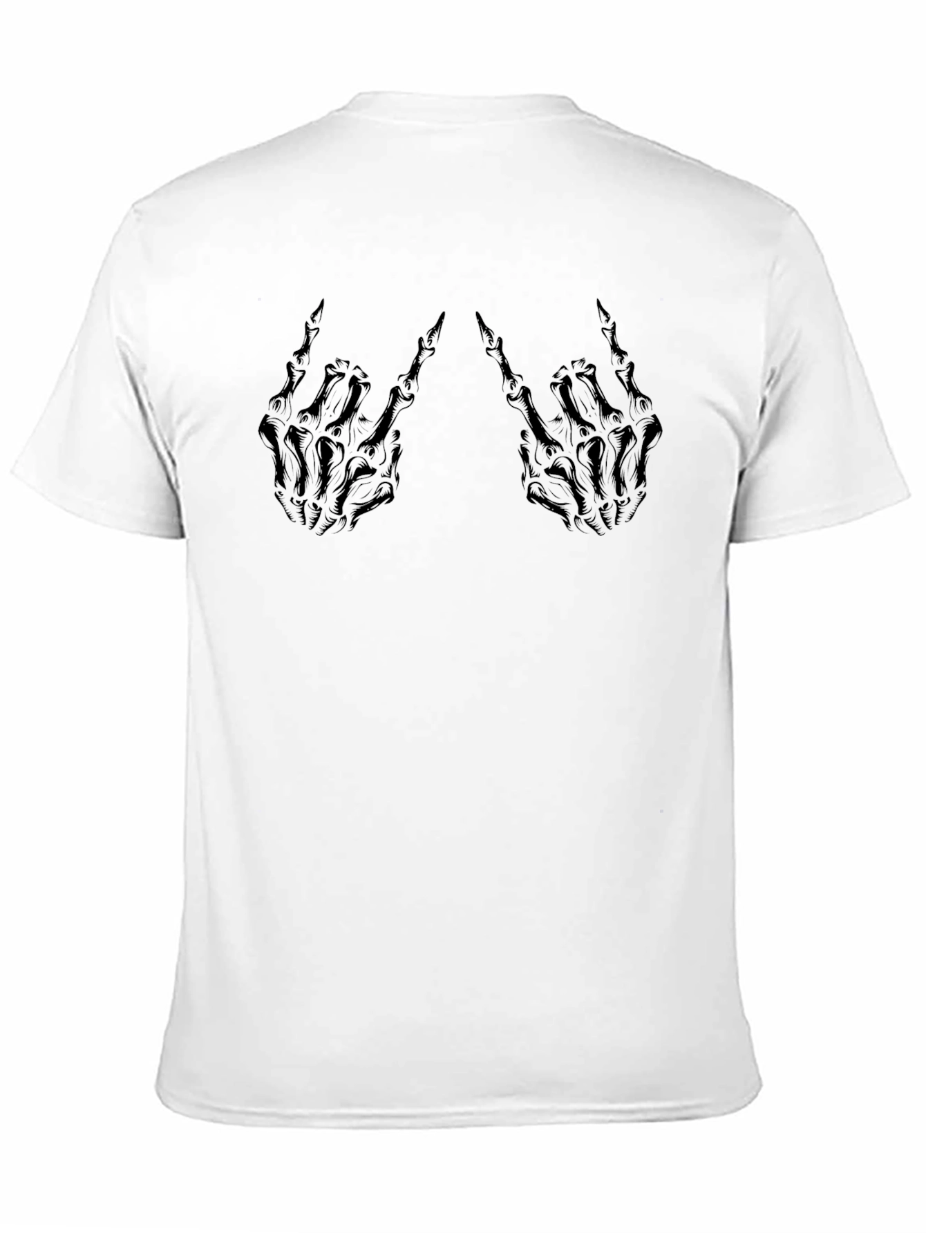 Black Skeleton Hand Rock On Black T-Shirt view 11