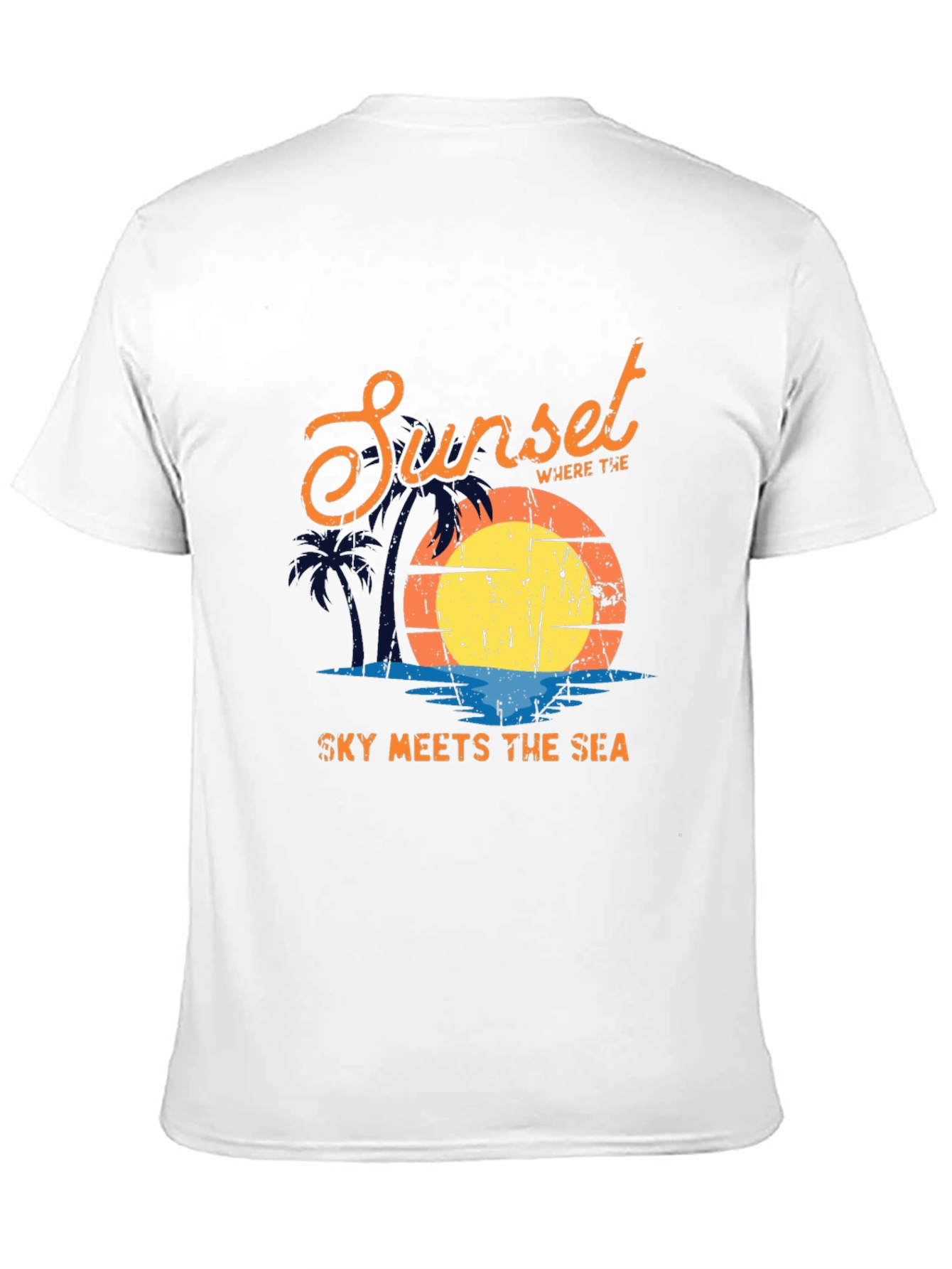 Sunset Sky Meets Sea Graphic Black T-Shirt - 11