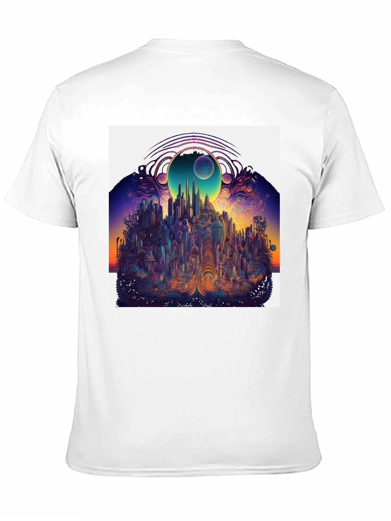 Black Surreal Cityscape Graphic Tee - Unique Black T-Shirt view 11