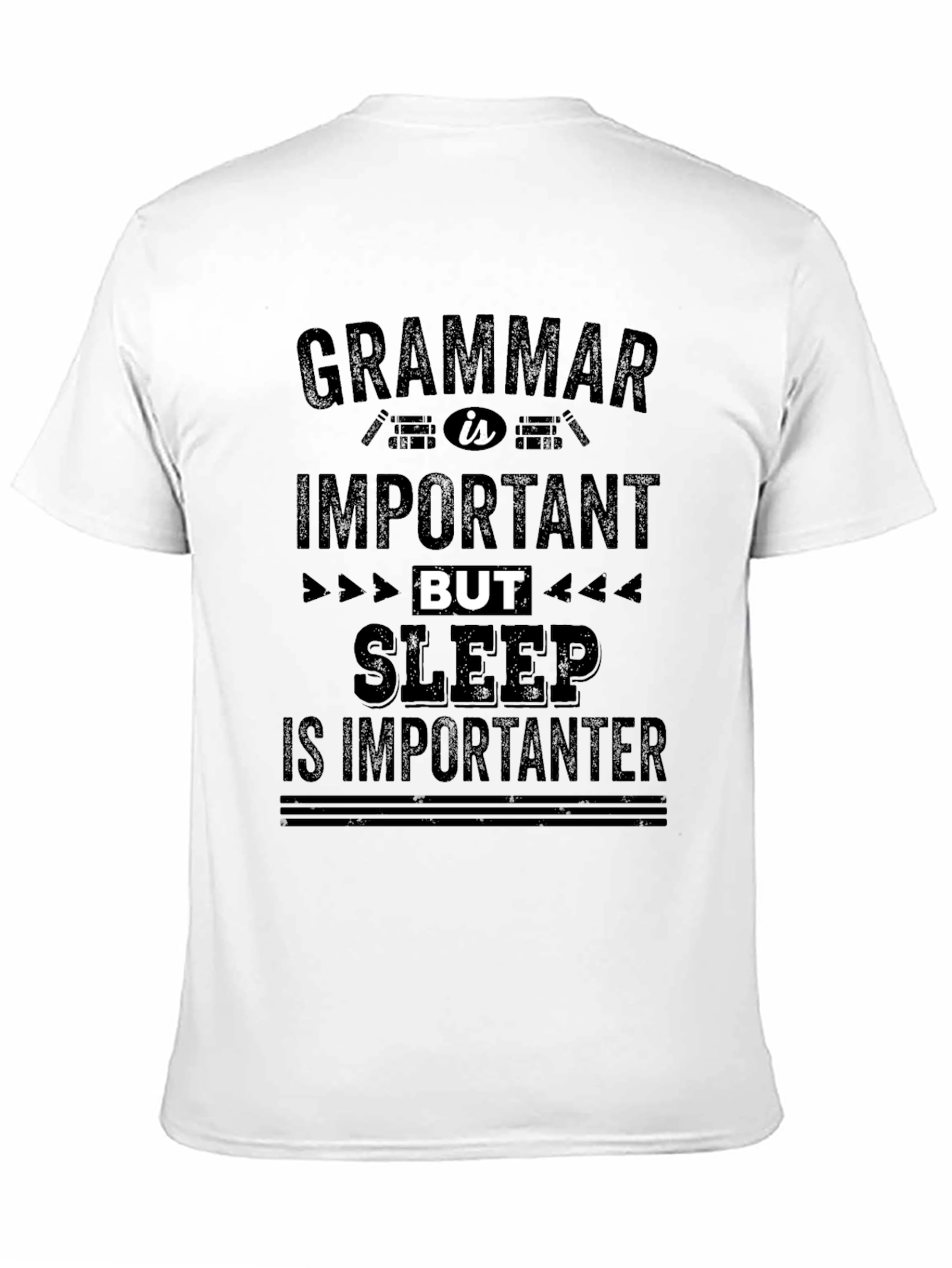 Black Funny Grammar & Sleep T-Shirt view 11