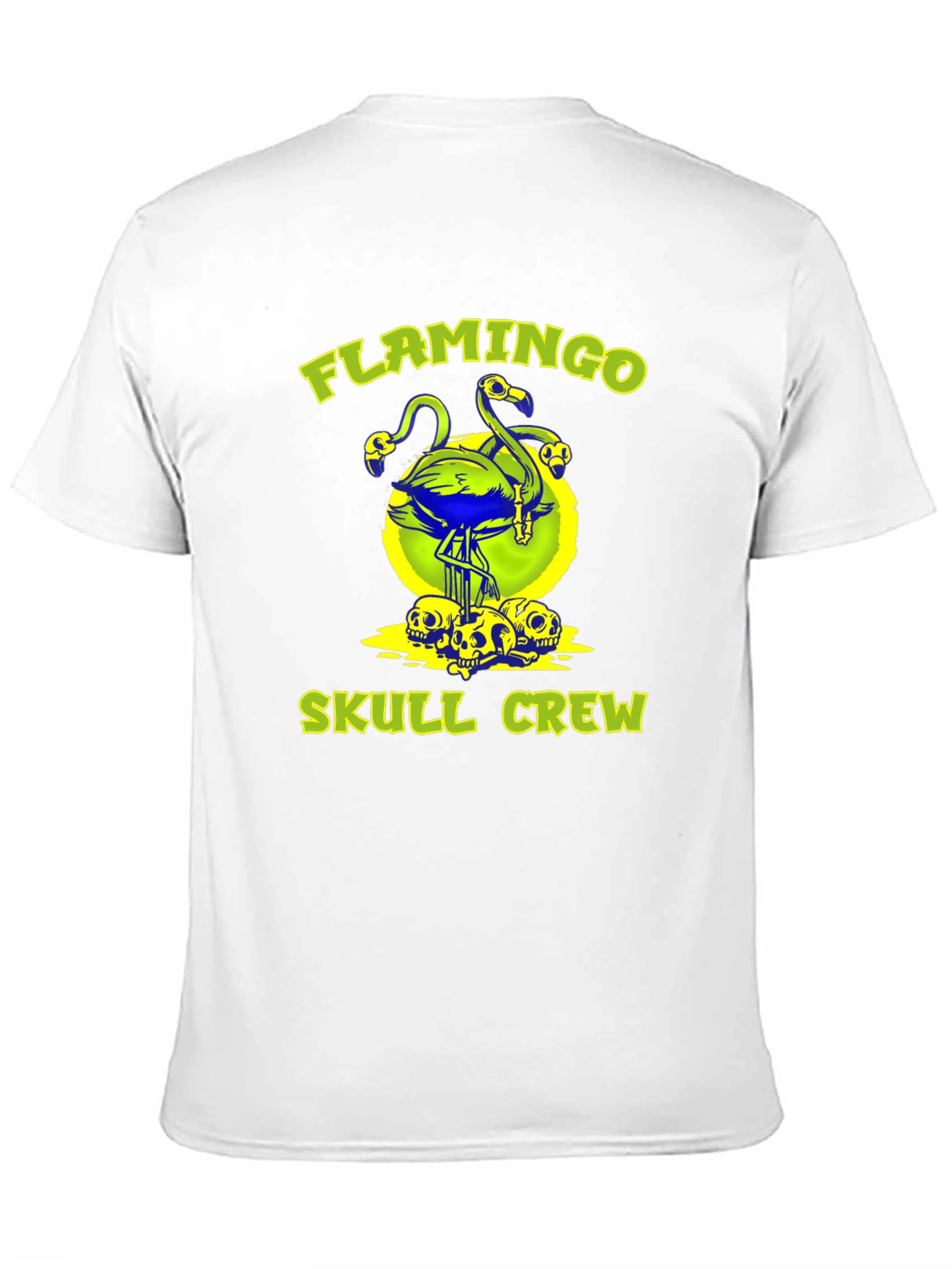 Black Flamingo Skull Crew Graphic Tee - Bold & Unique! view 11