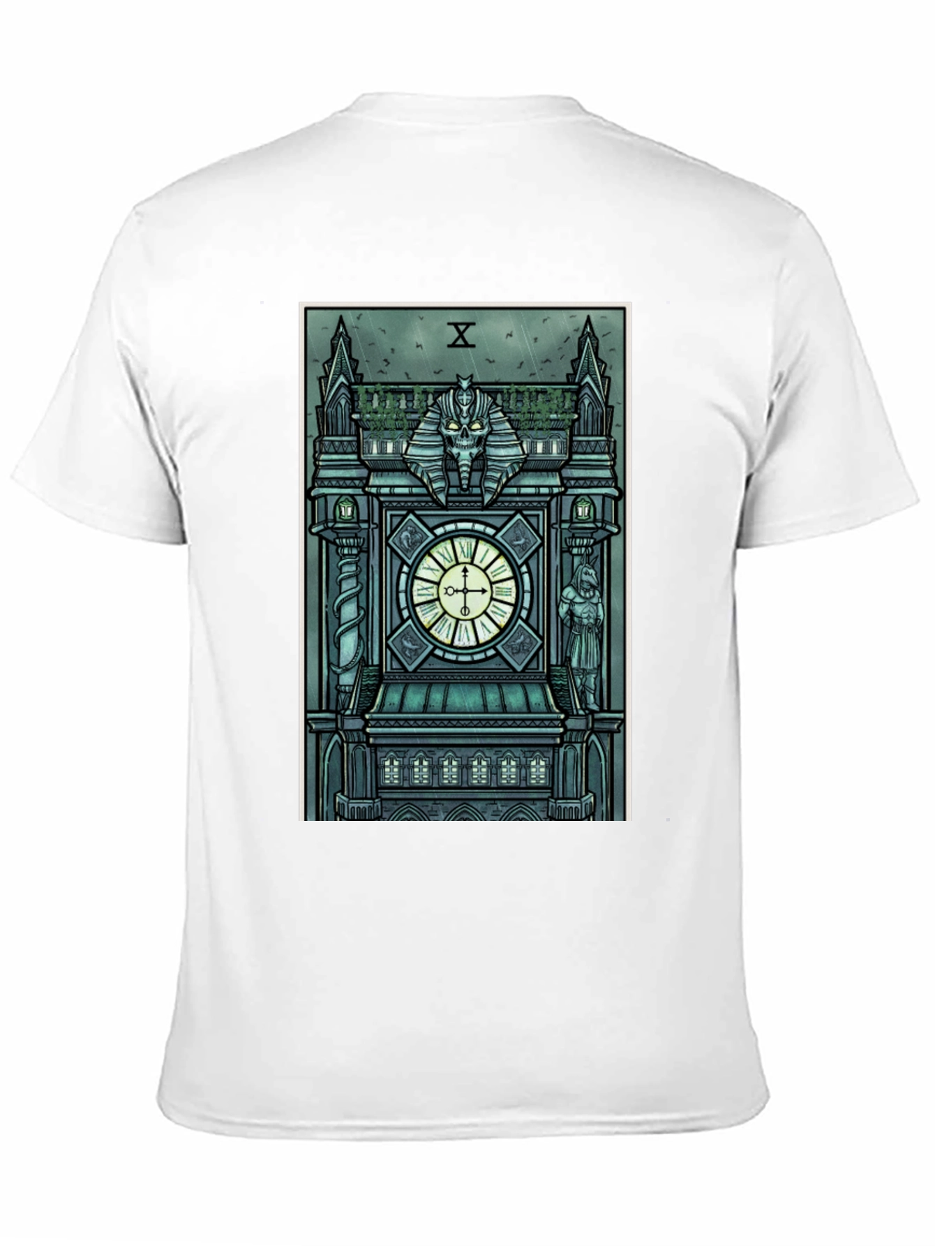 Black Gothic Clock Tower Graphic T-Shirt - Men's Black Tee view 11