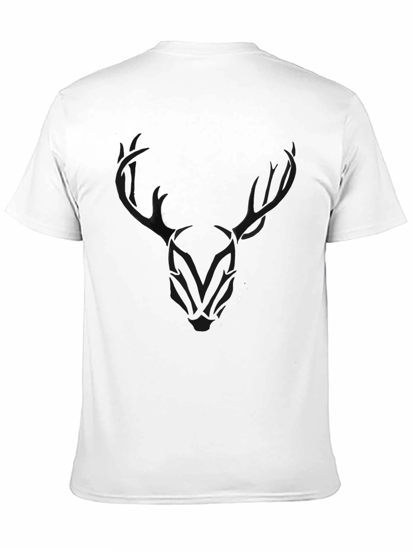 Black Men's Black T-Shirt with Stylized Deer Head Graphic view 11