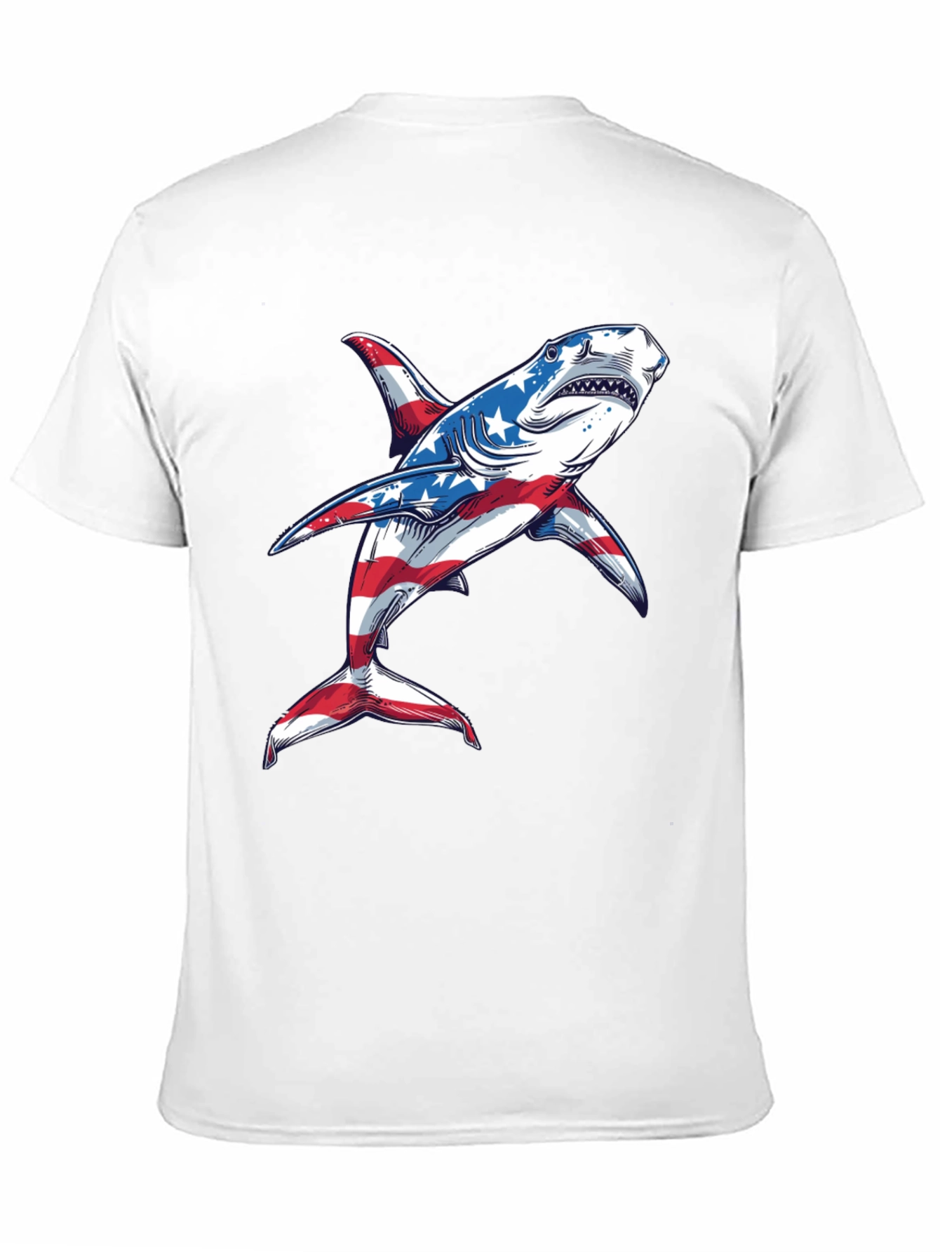 Black American Flag Shark Graphic Tee view 11