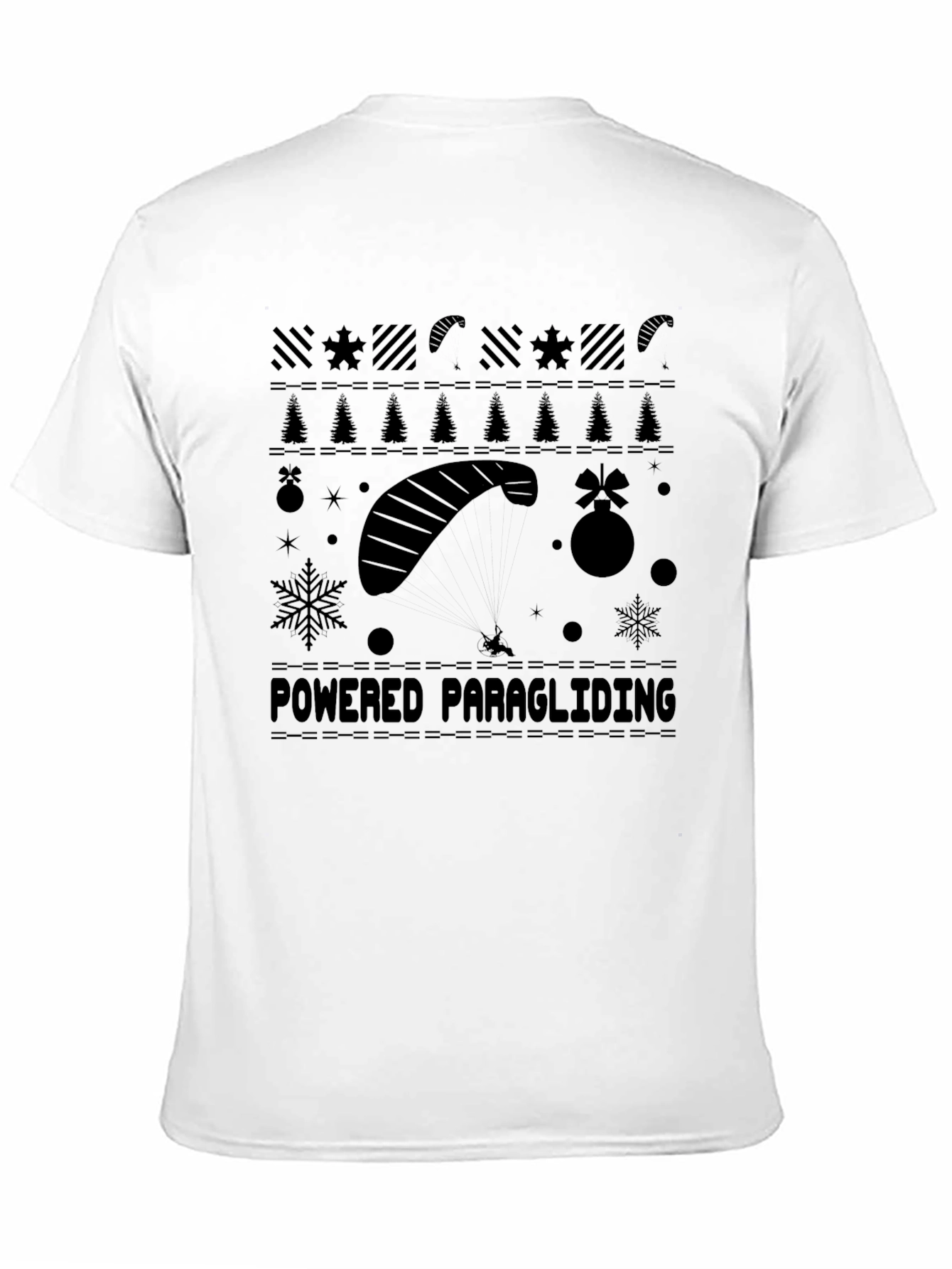 Black Powered Paragliding Christmas Sweater T-Shirt view 11