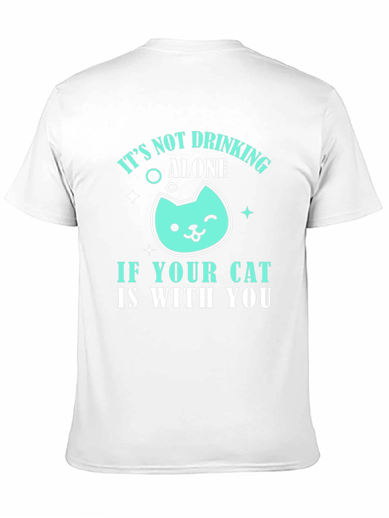 Black Drinking with Cat Graphic Tee - Funny Cat Lover T-Shirt view 11