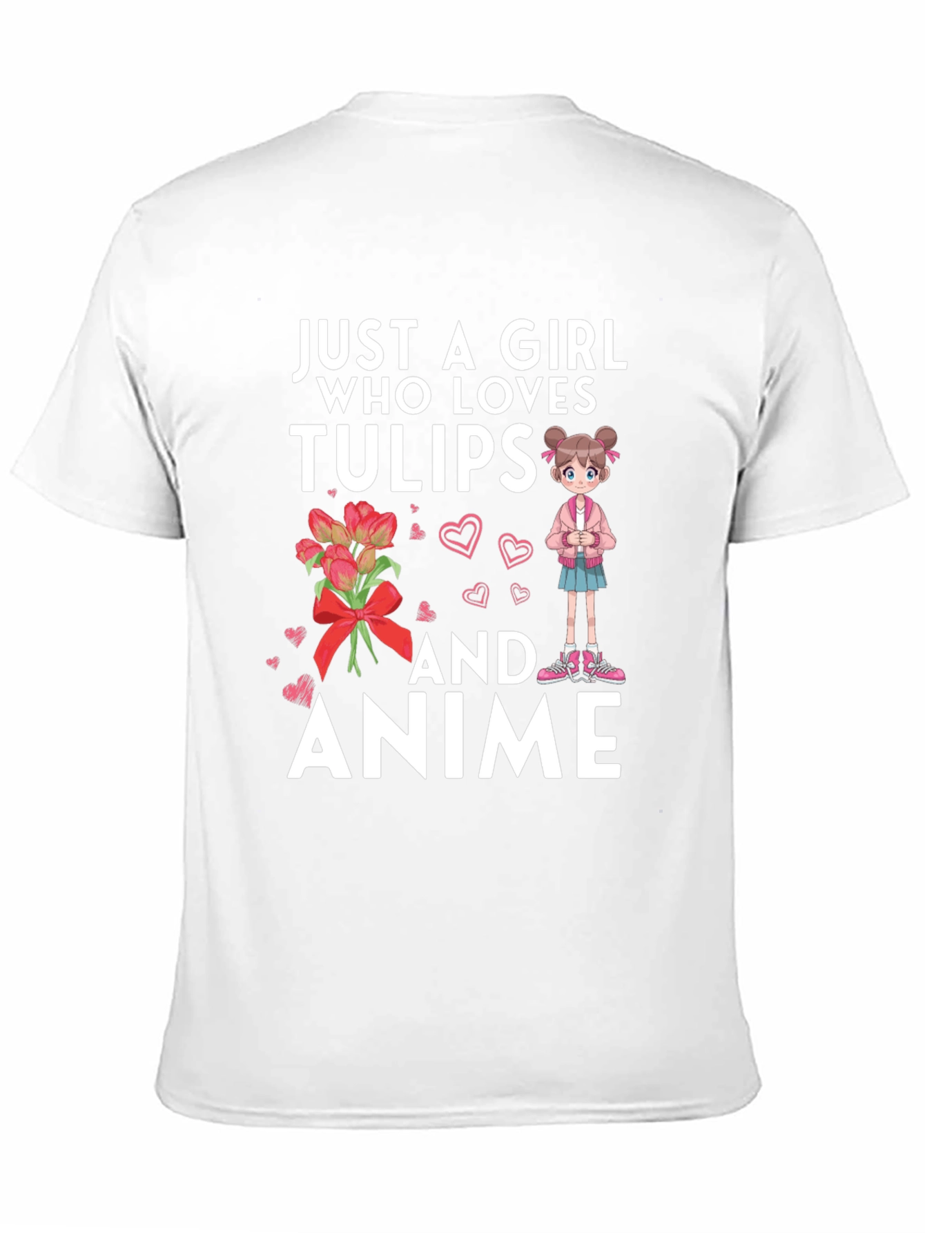 Black Just A Girl Who Loves Tulips and Anime T-Shirt view 11