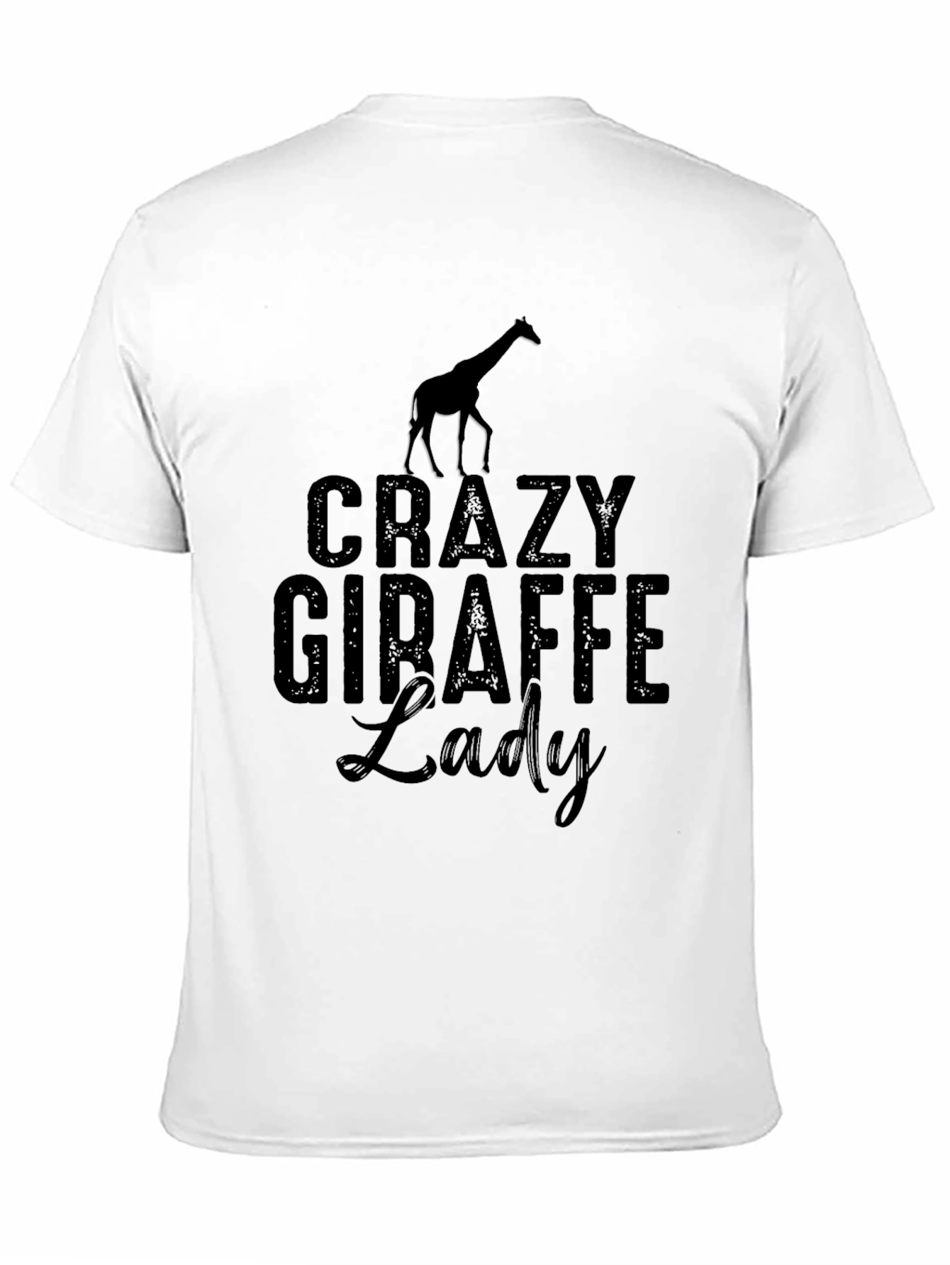 Black Crazy Giraffe Lady Graphic Tee Shirt view 11