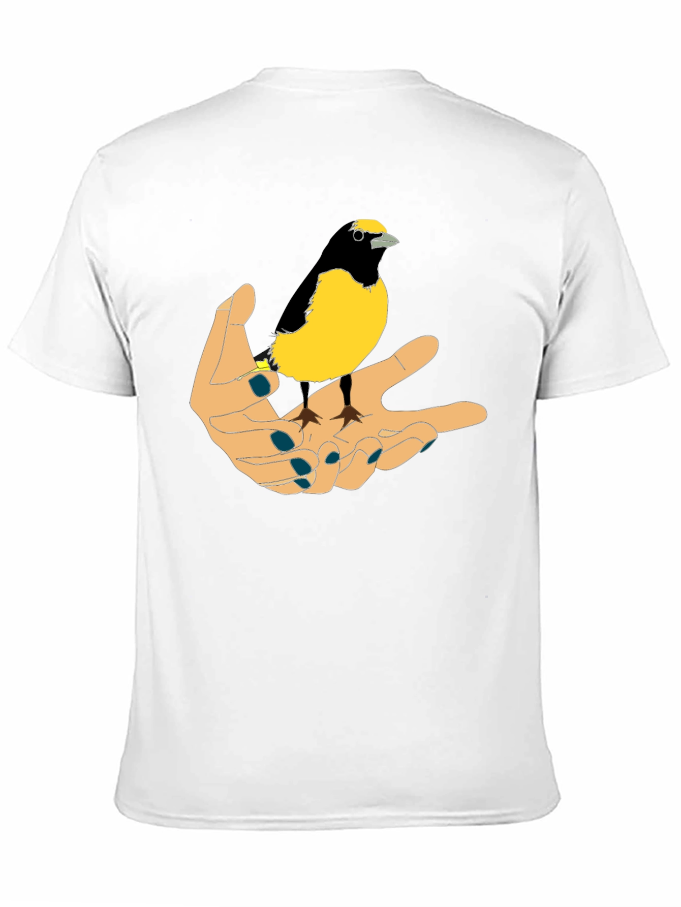 Black Bird on Hand Graphic Tee - Black Cotton T-Shirt view 11