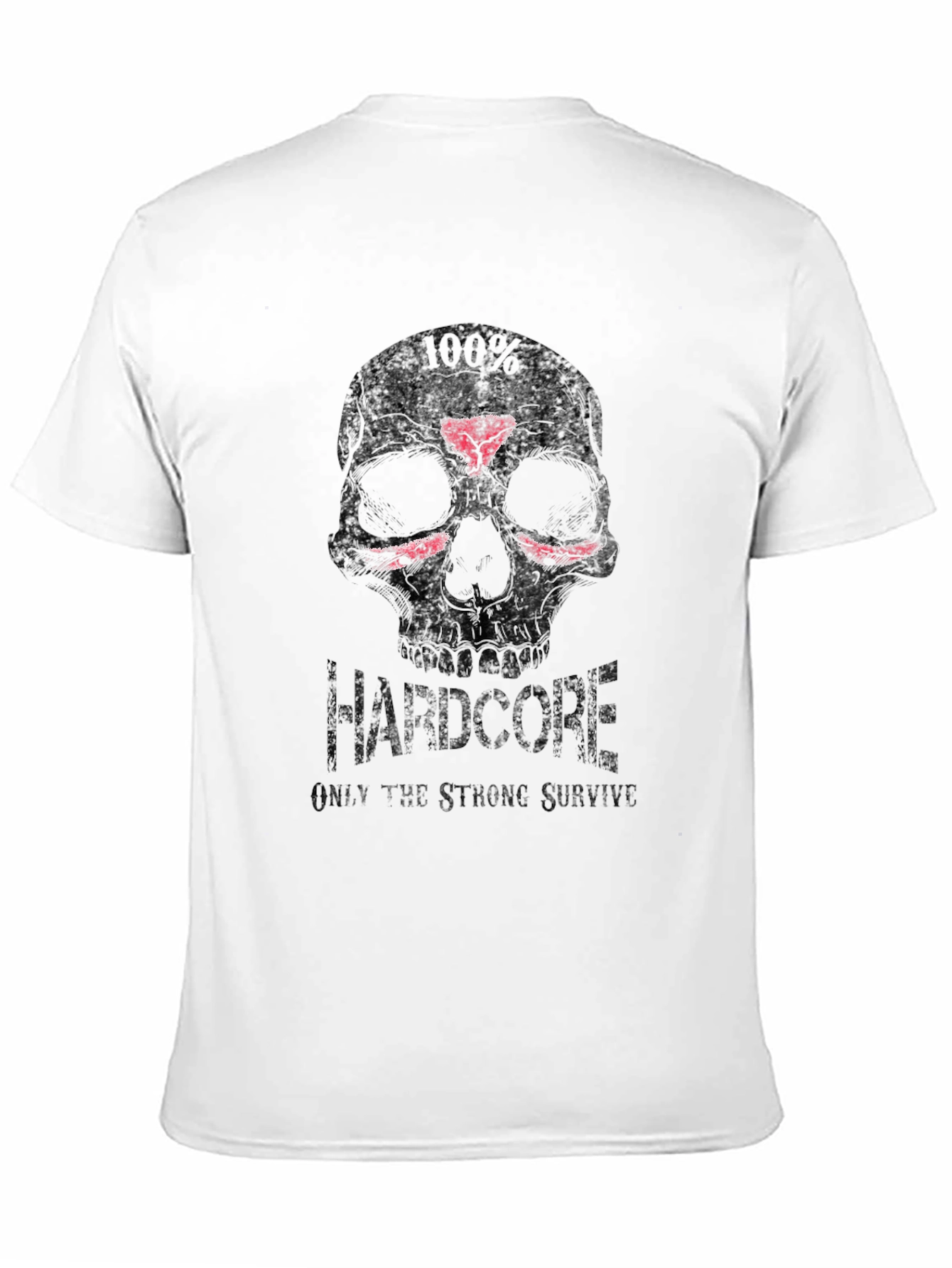 Black Hardcore Skull Graphic Tee - Only the Strong Survive view 11