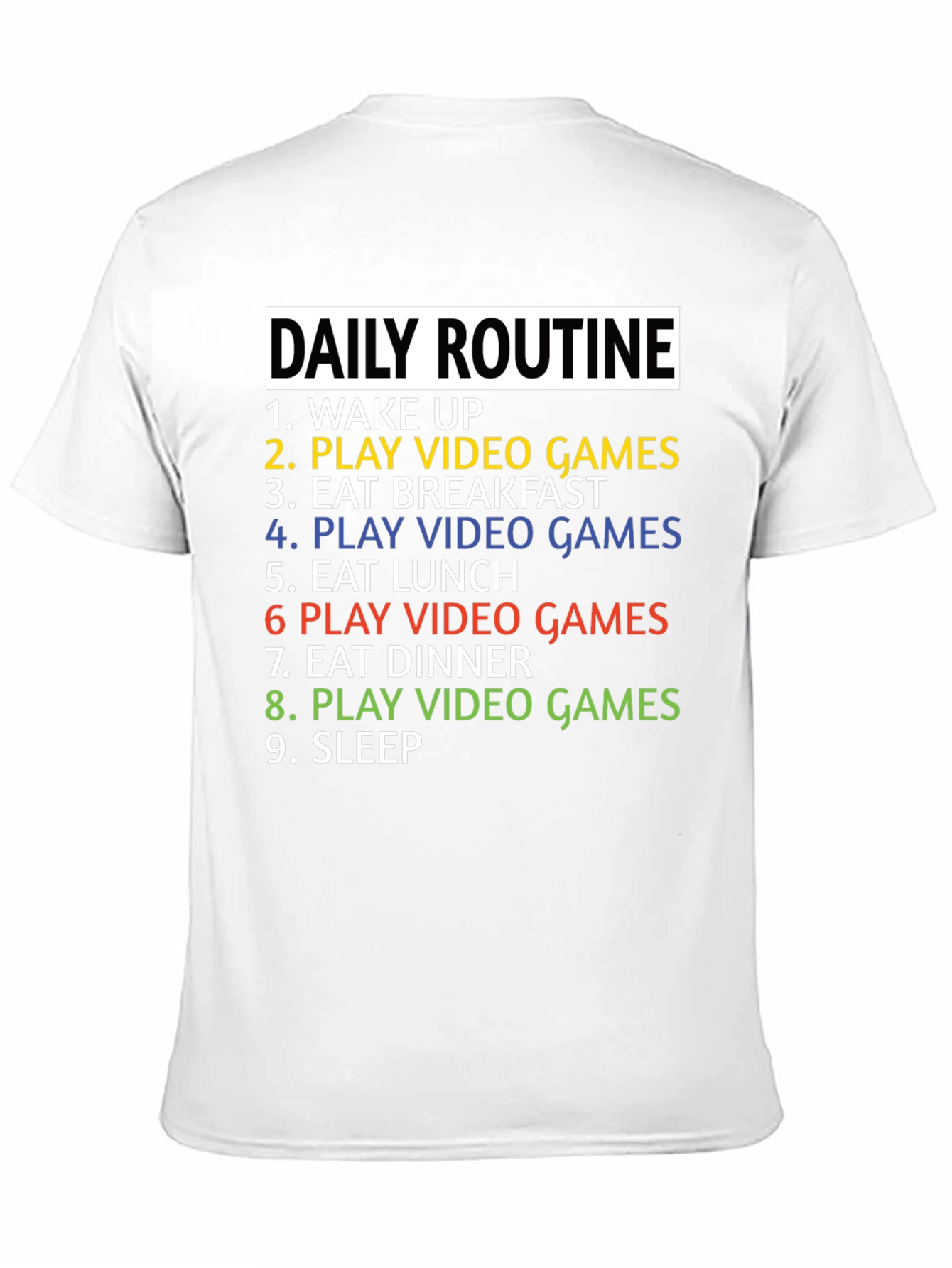 Black Gamer Daily Routine T-Shirt - Funny Gaming Tee view 11