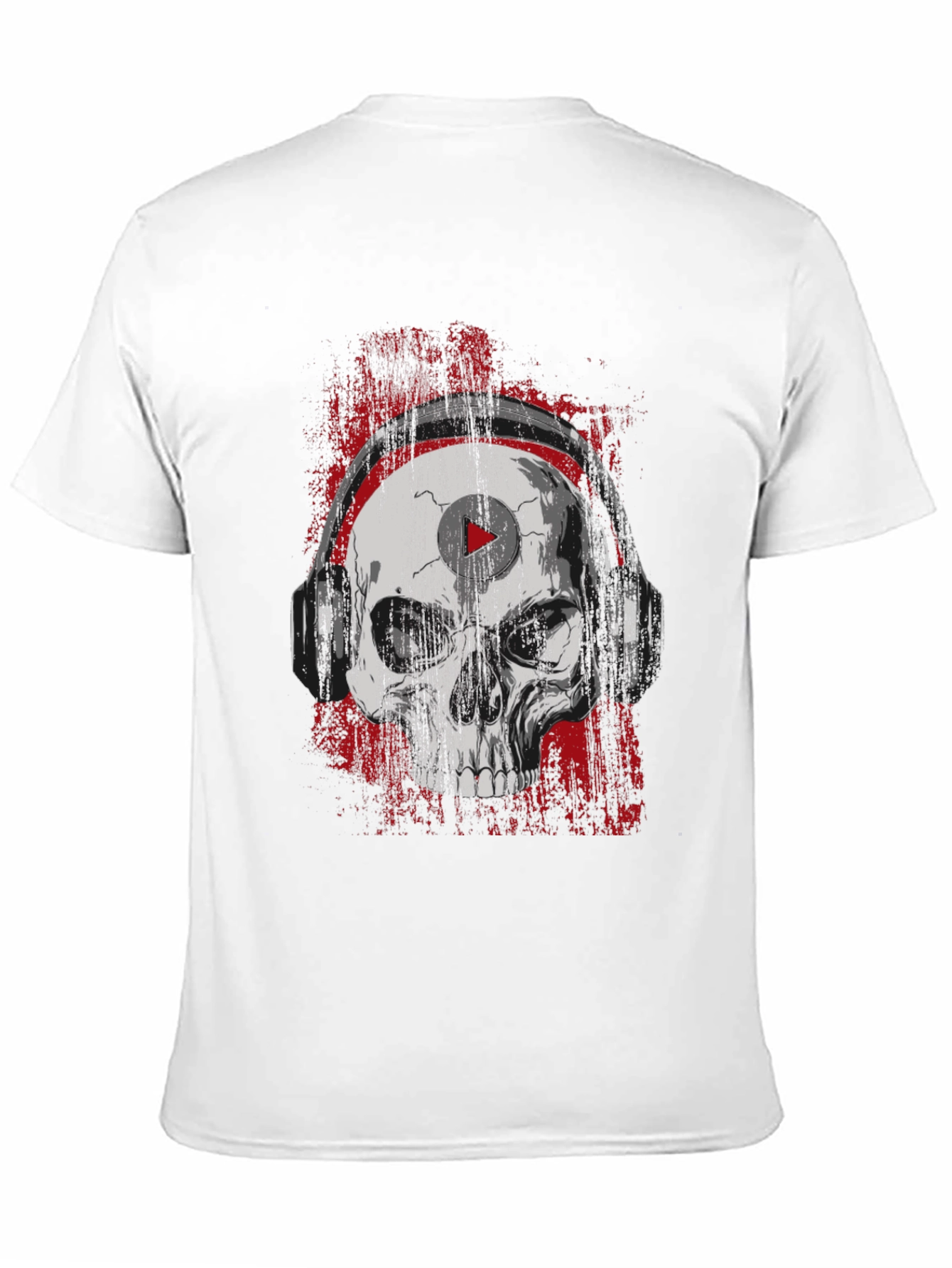 Black Skull Headphones Graphic Tee - Rocker Style T-Shirt view 11