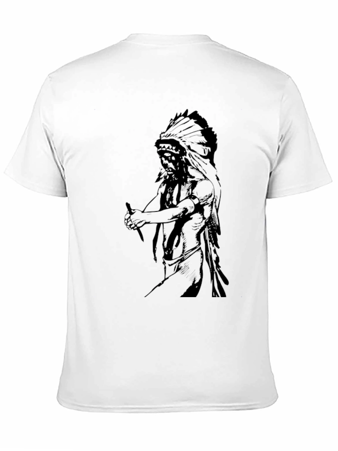 Black Graphic Tee - Native American Chief Design view 11