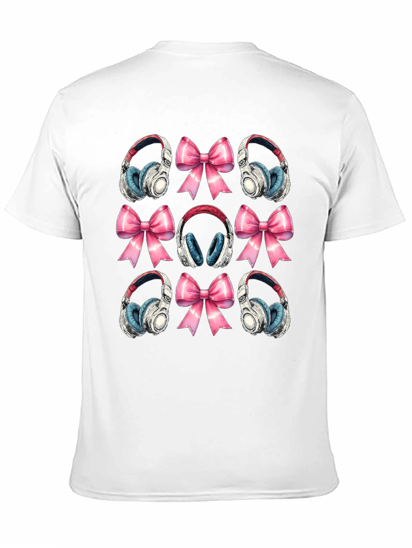 Black Headphones & Bows Graphic T-Shirt - Music Lover Tee view 11