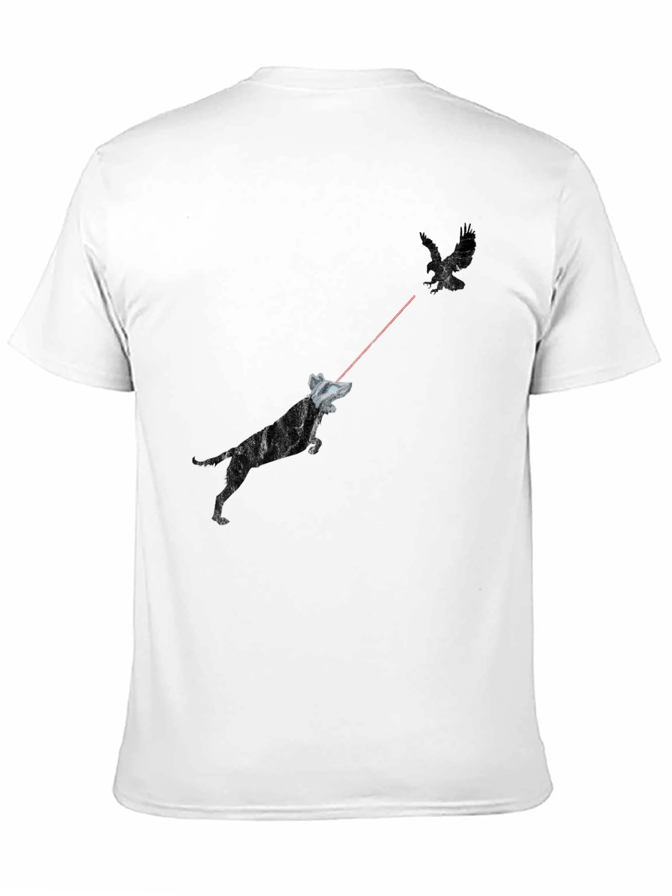 Black Laser Dog vs Bird Graphic Tee - Black T-Shirt view 11
