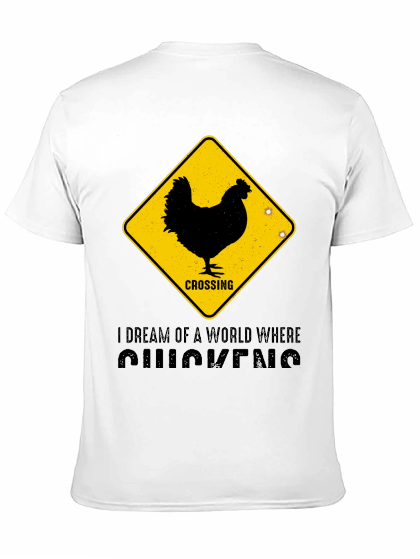 Black Funny Chicken Crossing T-Shirt - "I Dream of Chickens" view 11